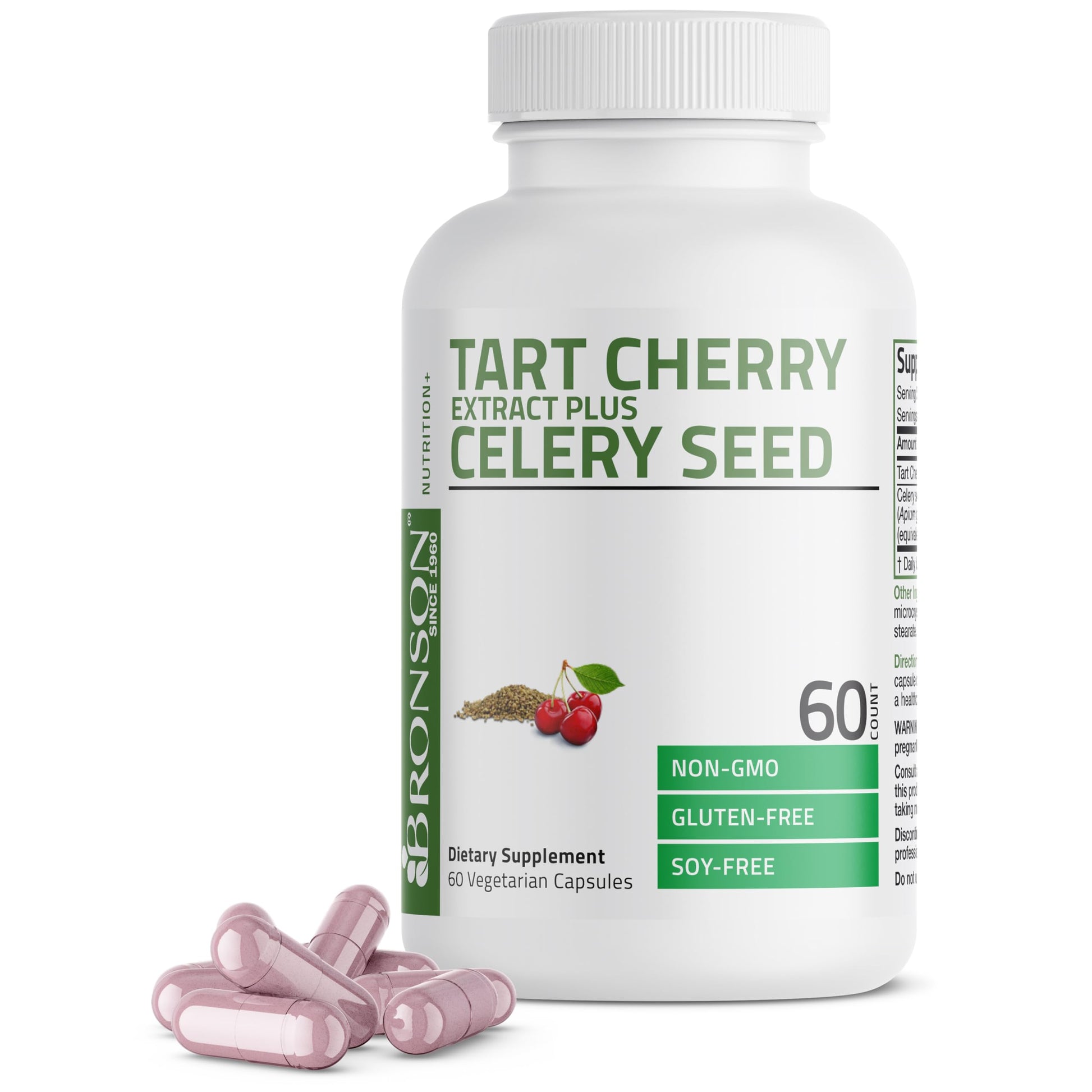 Bronson Tart Cherry Extract + Celery Seed Capsules, 60 Capsules