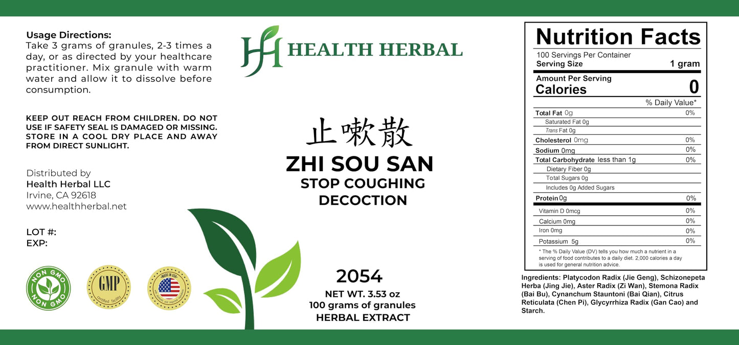 Health Herbal HH2054 Zhi Sou San/Platycodon & Schizonepeta Decoction Powder, 3.53
