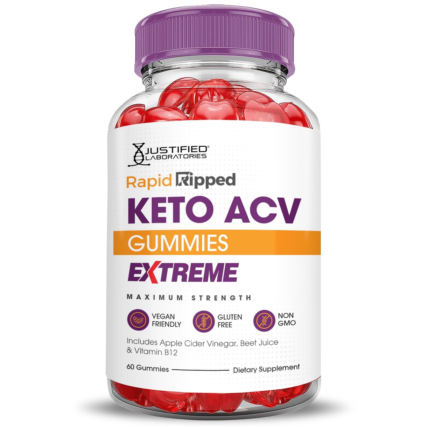 Justified Laboratories Rapid Ripped Keto ACV Gummies Extreme (2000 mg) - 120 Gummies