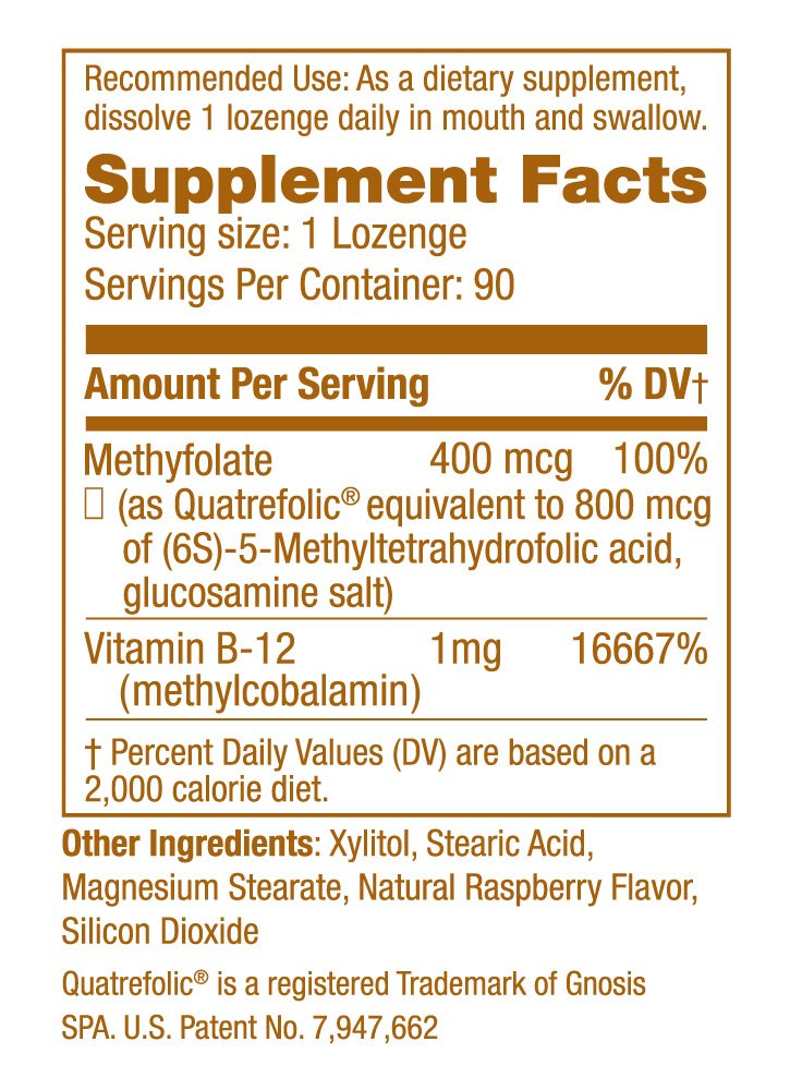 Arches Tinnitus Formulas B12 Formula with Methylfolate 400mcg and Methylcobalamin 1000mcg Lozenges and Tablets, 90 Count
