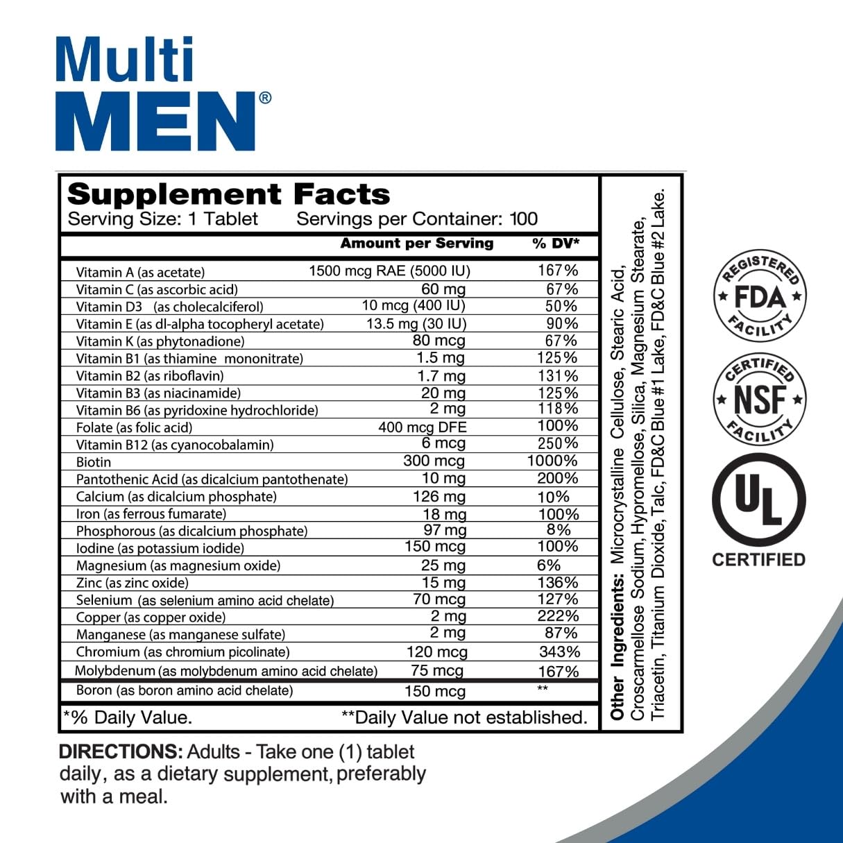 ALFA VITAMINS Multi Men Vitamins Dietary Supplement with Essential Vitamins & Minerals for Men - Amino Acids + Antioxidants, 100 Capsules