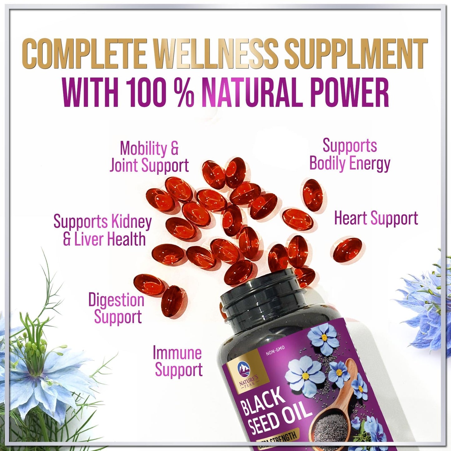 Nature's Peak Black Seed Oil Softgels 1000mg, 120 Softgels