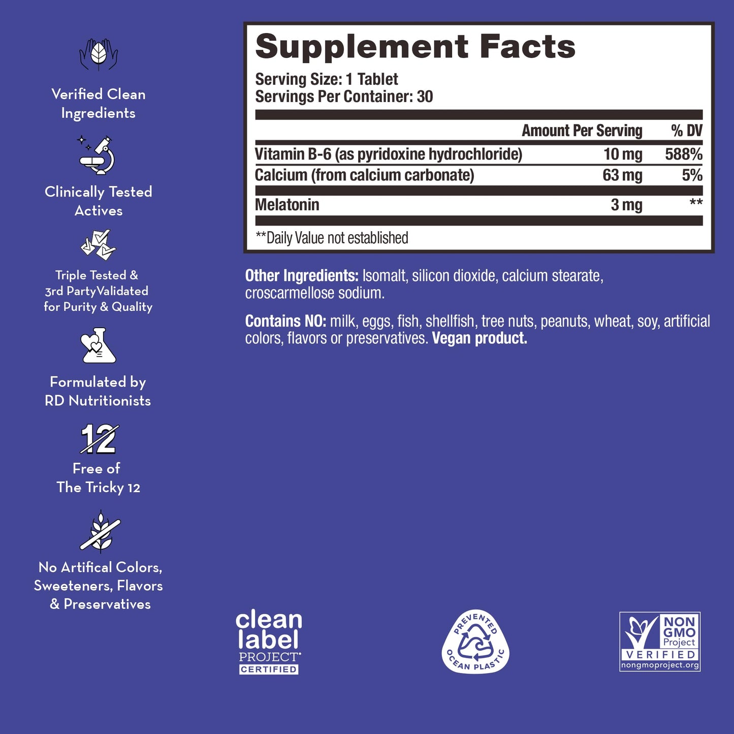 HUM Beauty zzZz Melatonin Sleep Supplement for Adults 30 Tablets