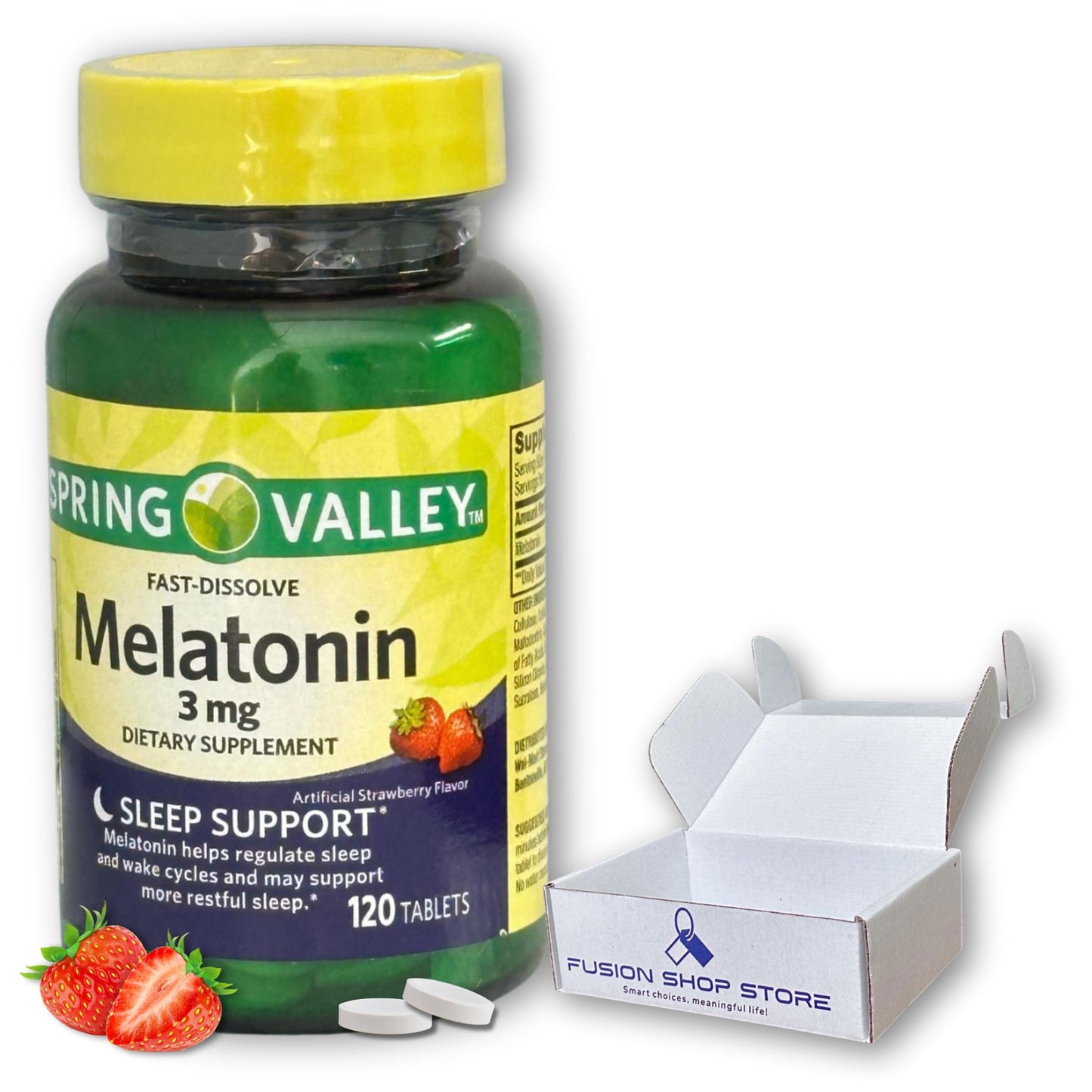 Fusion Shop Store Melatonin 3 mg Tablets, 120 Count