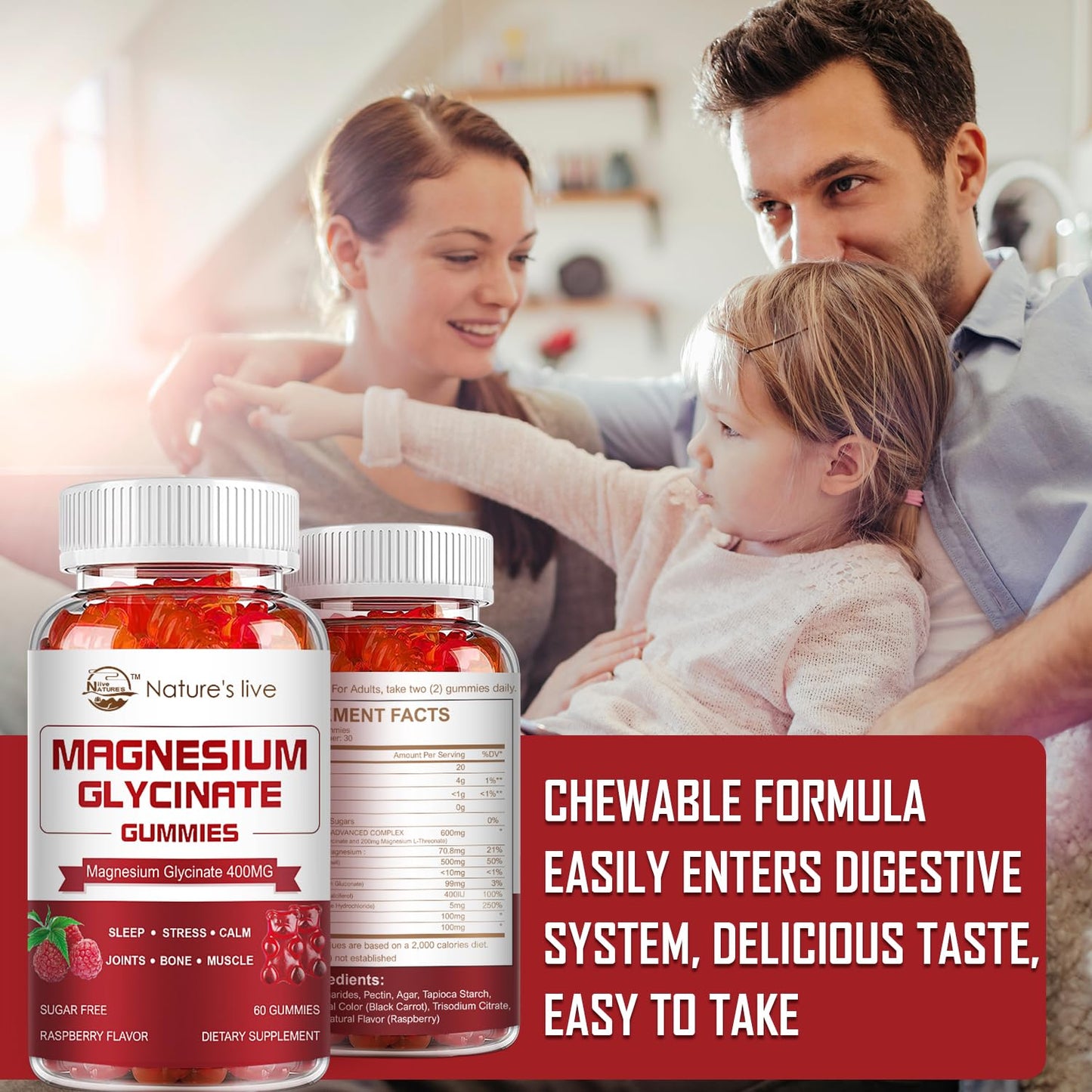 Nature's live Magnesium Glycinate Gummies 120 Count