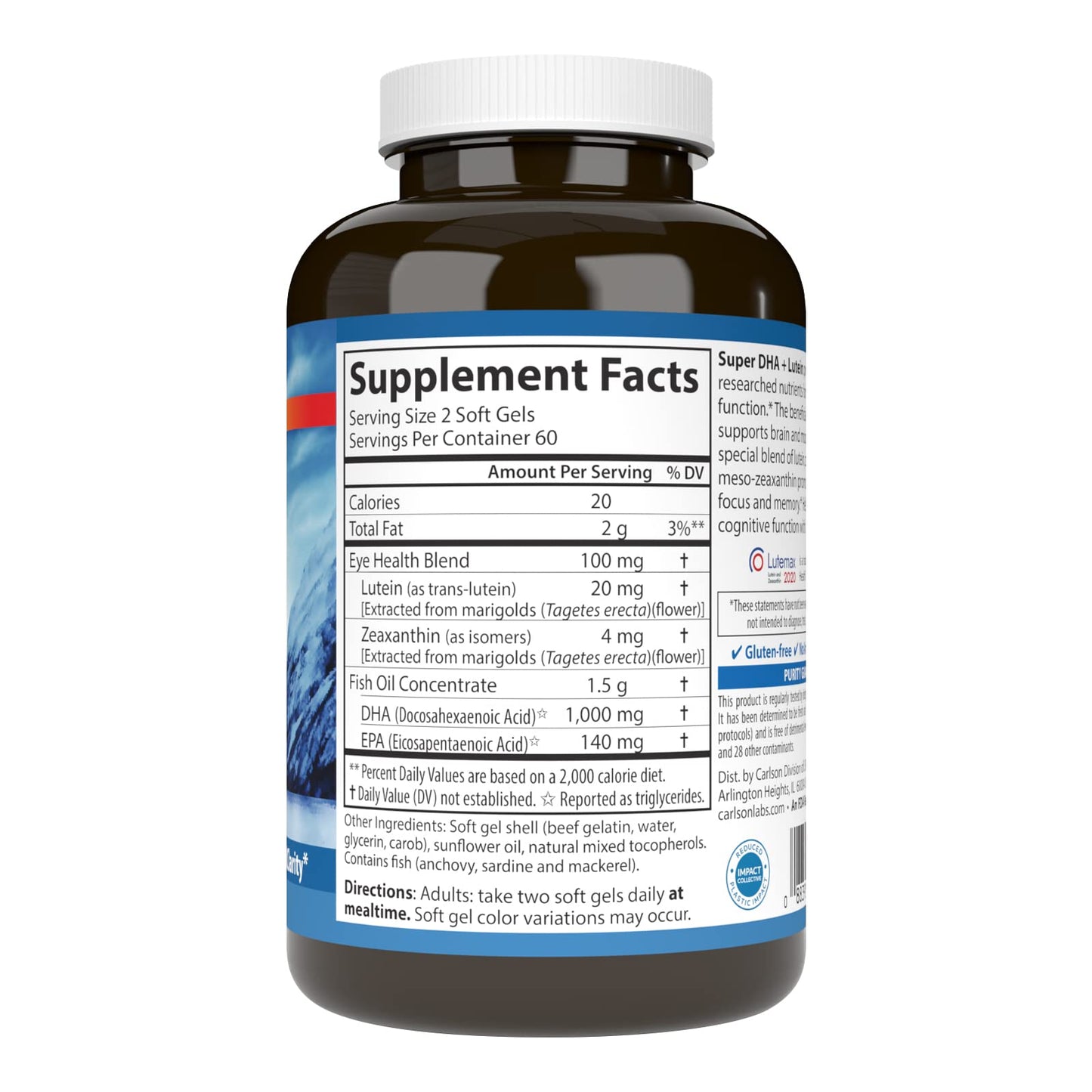Carlson Super DHA Plus Lutein Softgels 120 Count