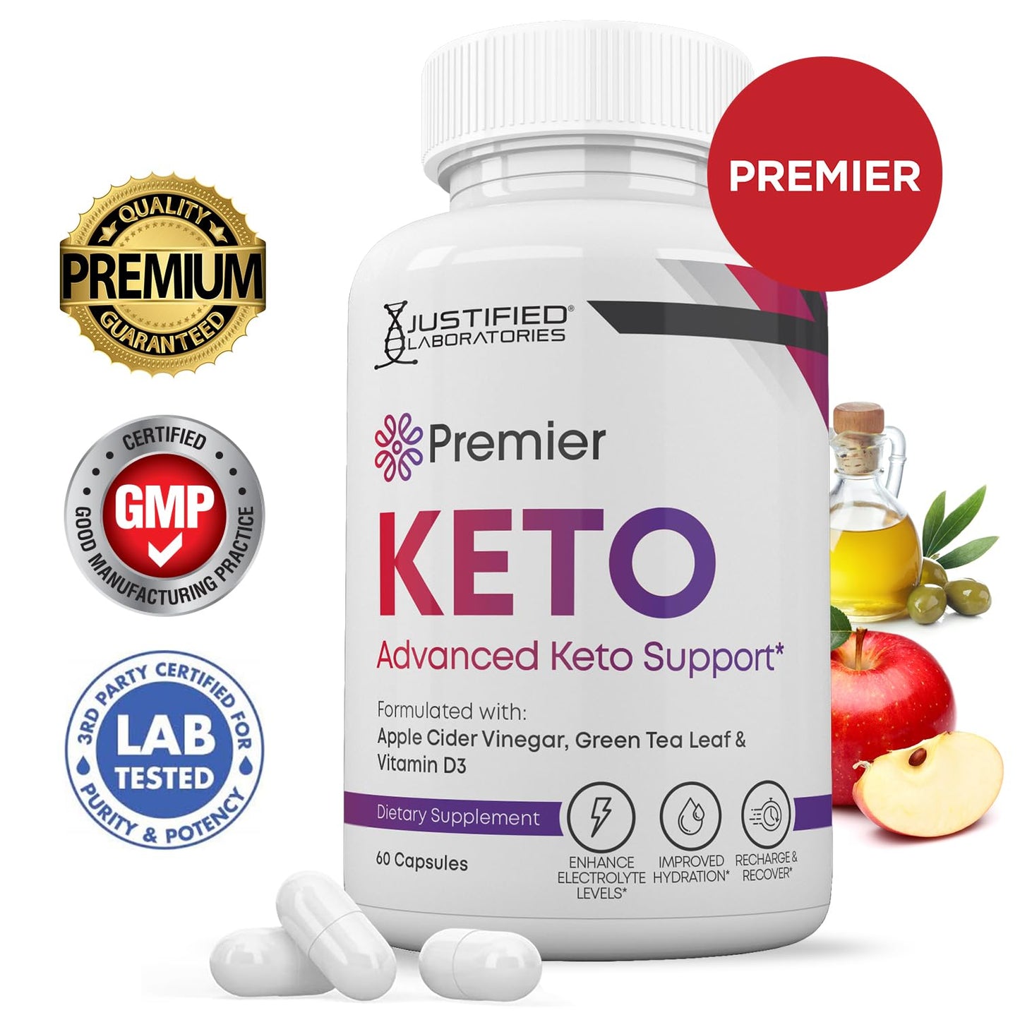 Justified Laboratories Premier Keto ACV Capsules, 60 Count