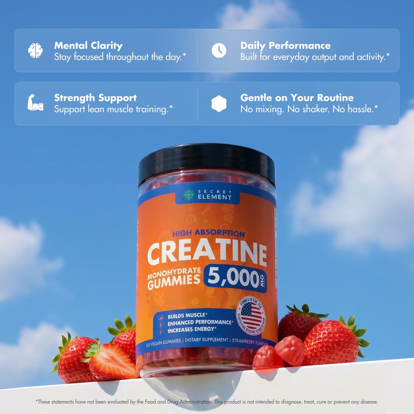 Secret Element Creatine Monohydrate Gummies 120 Count