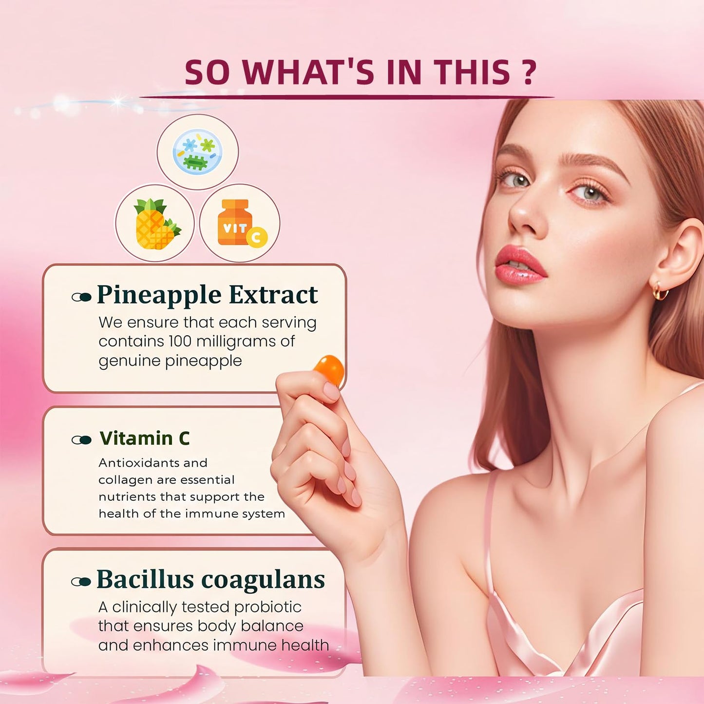 OYEMATE Women's Probiotic Gummies – Vaginal Flora Support & Digestive Health – pH Balance, Vegan & Gluten-Free – Hawaiian Pineapple, 60 Count
