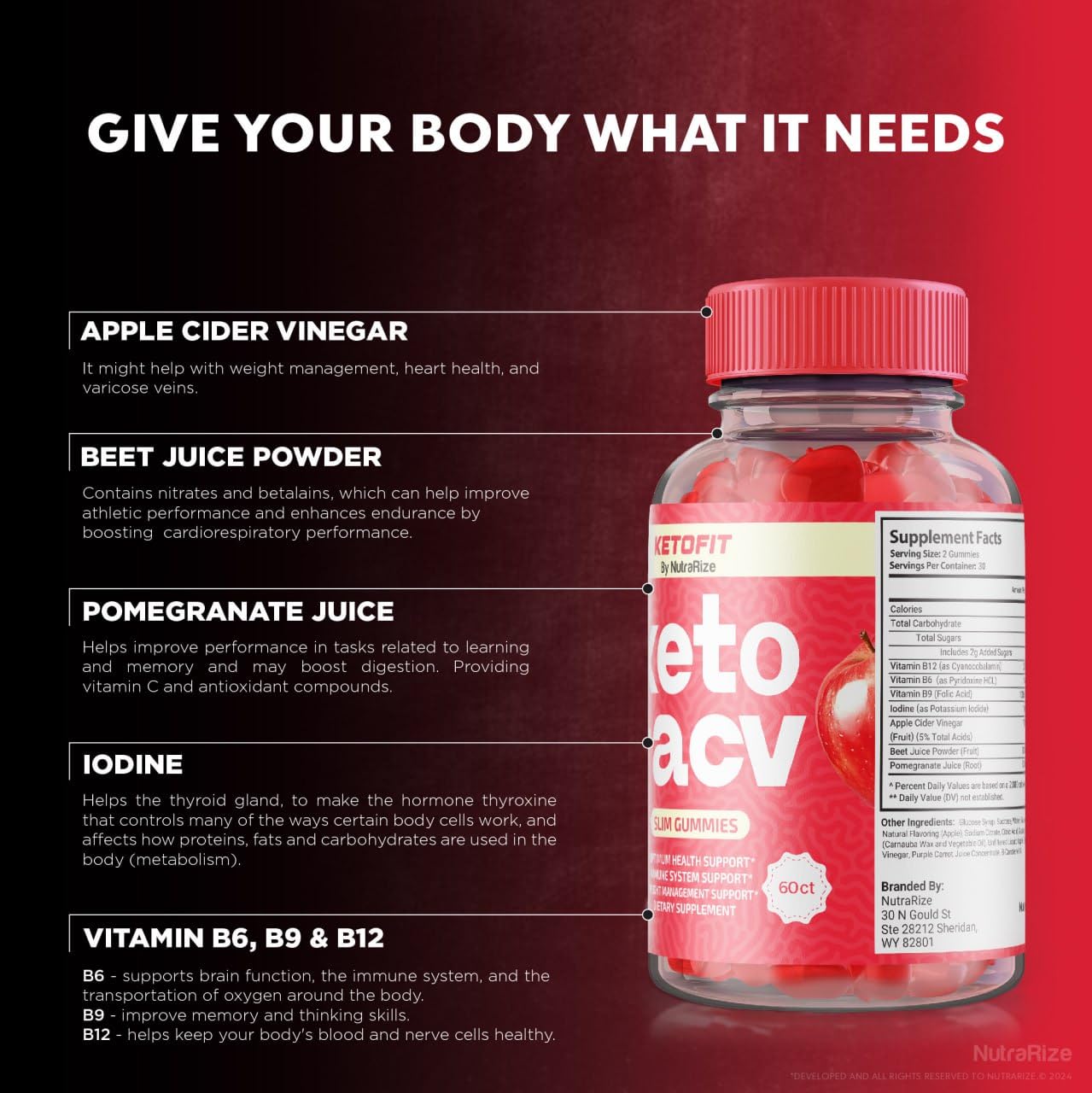 NutraRize Ketofit Advanced Formula for Weight Loss Premium Keto ACV Formula Gummies, 120 Gummies