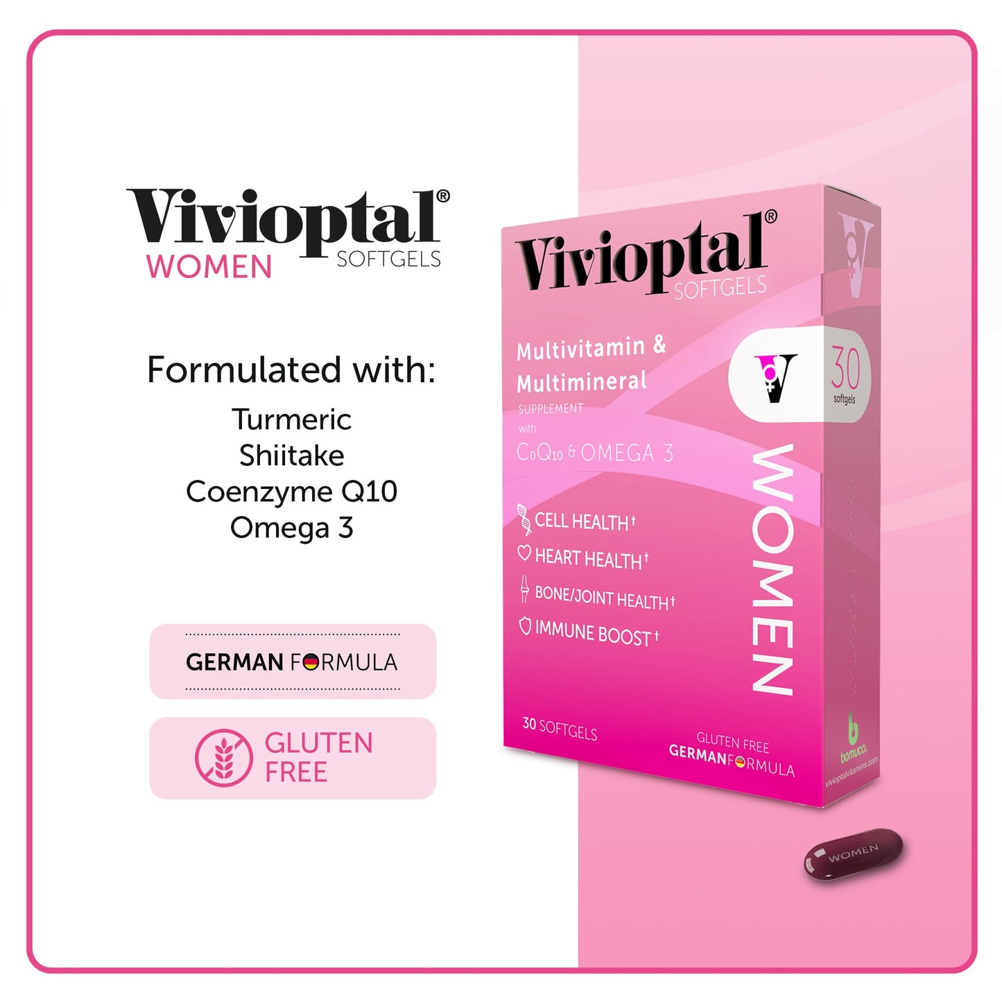 Vivioptal Vitamins Vivioptal Women Multivitamin with CoQ10 & Omega-3 Softgels, 30 Count