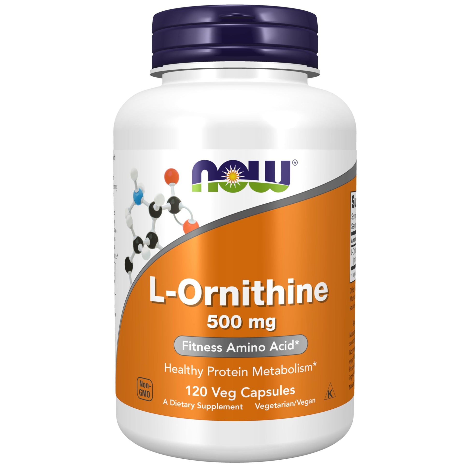 NOW Foods L-Ornithine (L-Ornithine Hydrochloride) 500 mg Capsules, 120 Veg Capsules