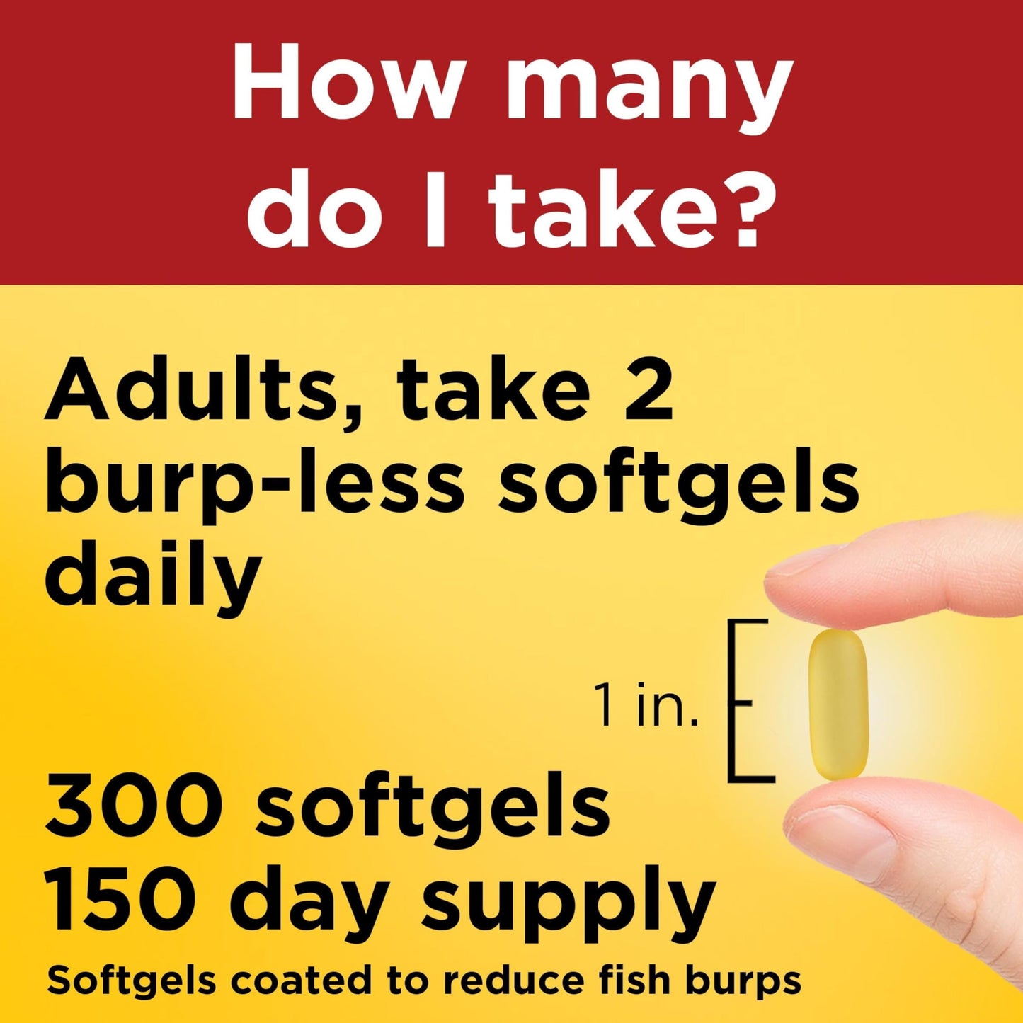 Nature Made Burp Less Fish Oil Omega 3 1200 mg Softgels, 300 Count