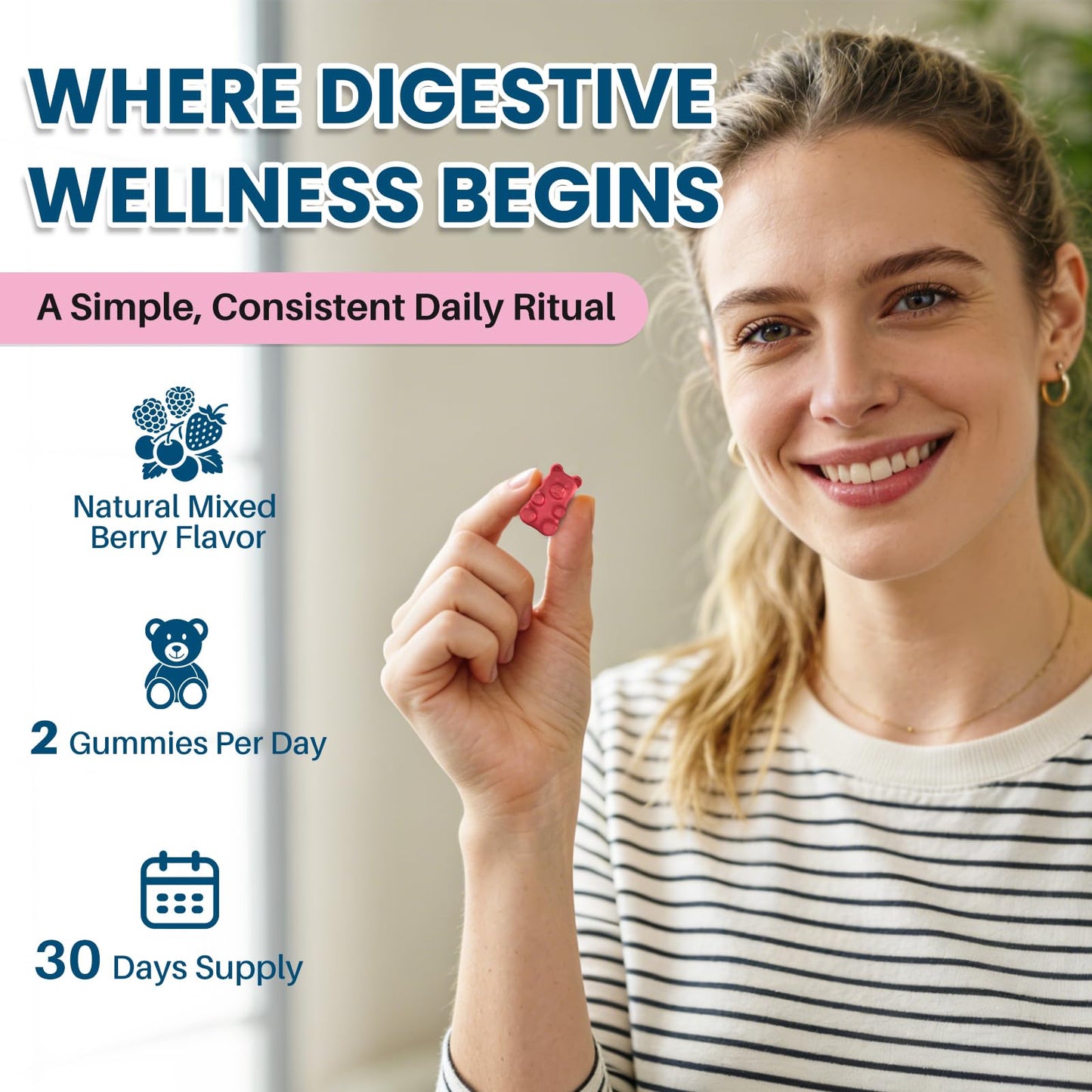 Hovika Probiotic Kombucha Gummies for Digestive Health, 60 Gummies