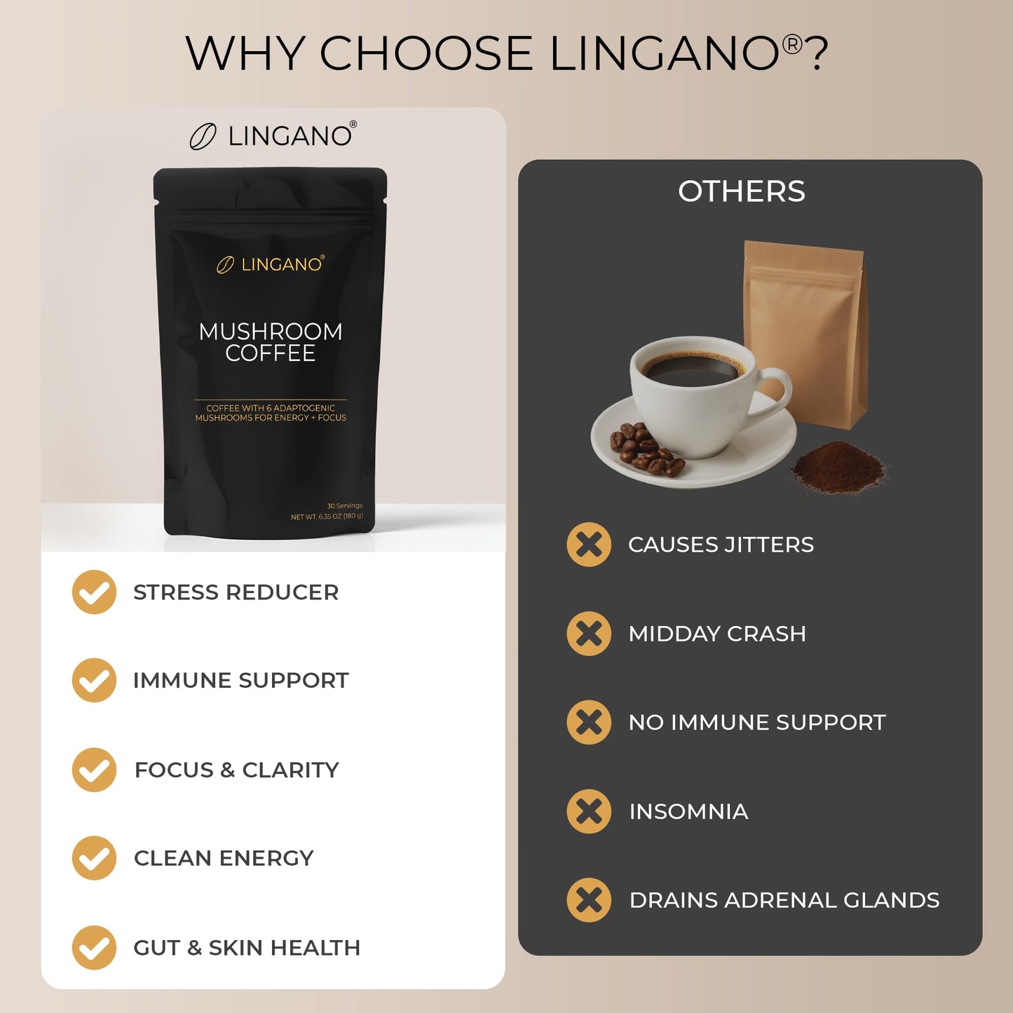 Lingano Mushroom Coffee Powder, 6.35