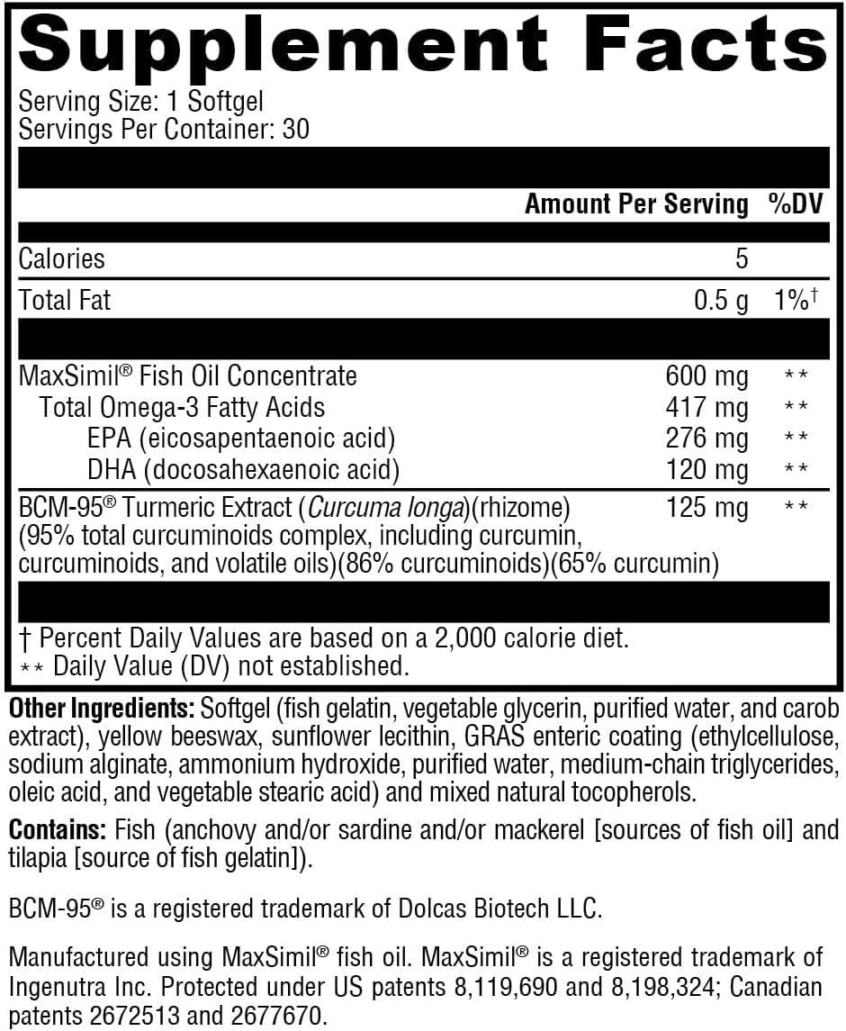 XYMOGEN Omega MonoPure Curcumin EC Softgels 30 Count