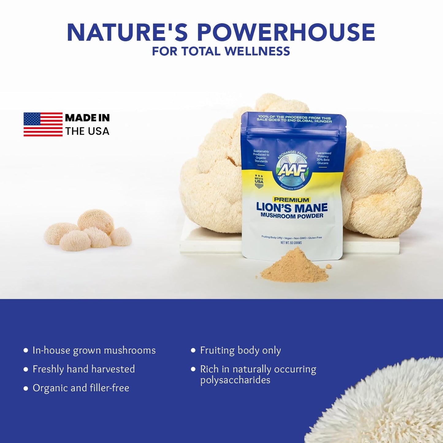 ArchAngel Farms Lion's Mane Mushroom Powder, 2 Ounce