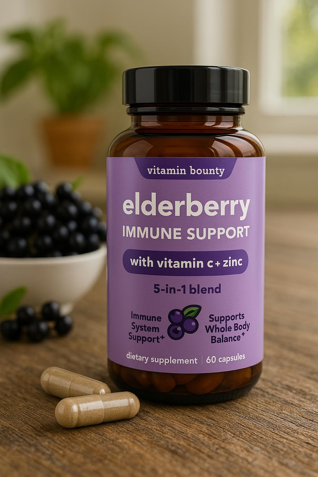 Vitamin Bounty Organic Elderberry Capsules, 60 Capsules