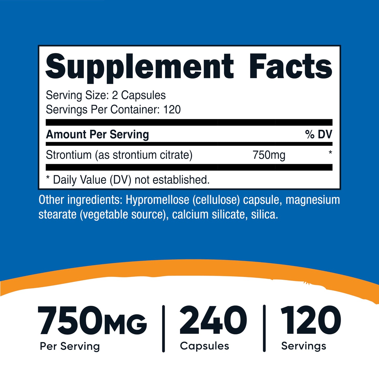 Nutricost Strontium Capsules (750mg), 240 Capsules