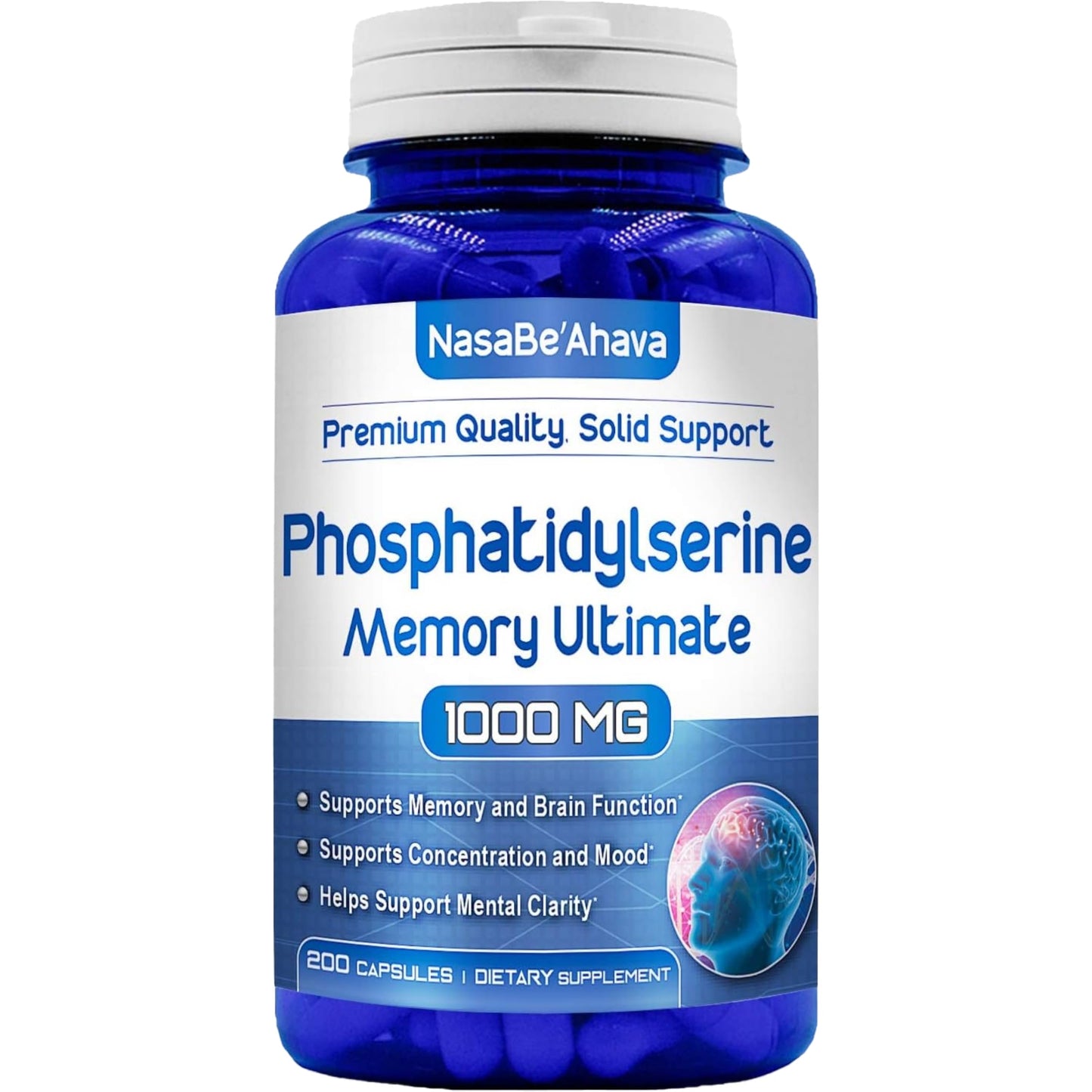 NasaBeahava Memory Supplement for Brain Support with Phosphatidylserine, Ginkgo Biloba, DMAE, Rosemary & Gotu Kola Capsule 200 Count