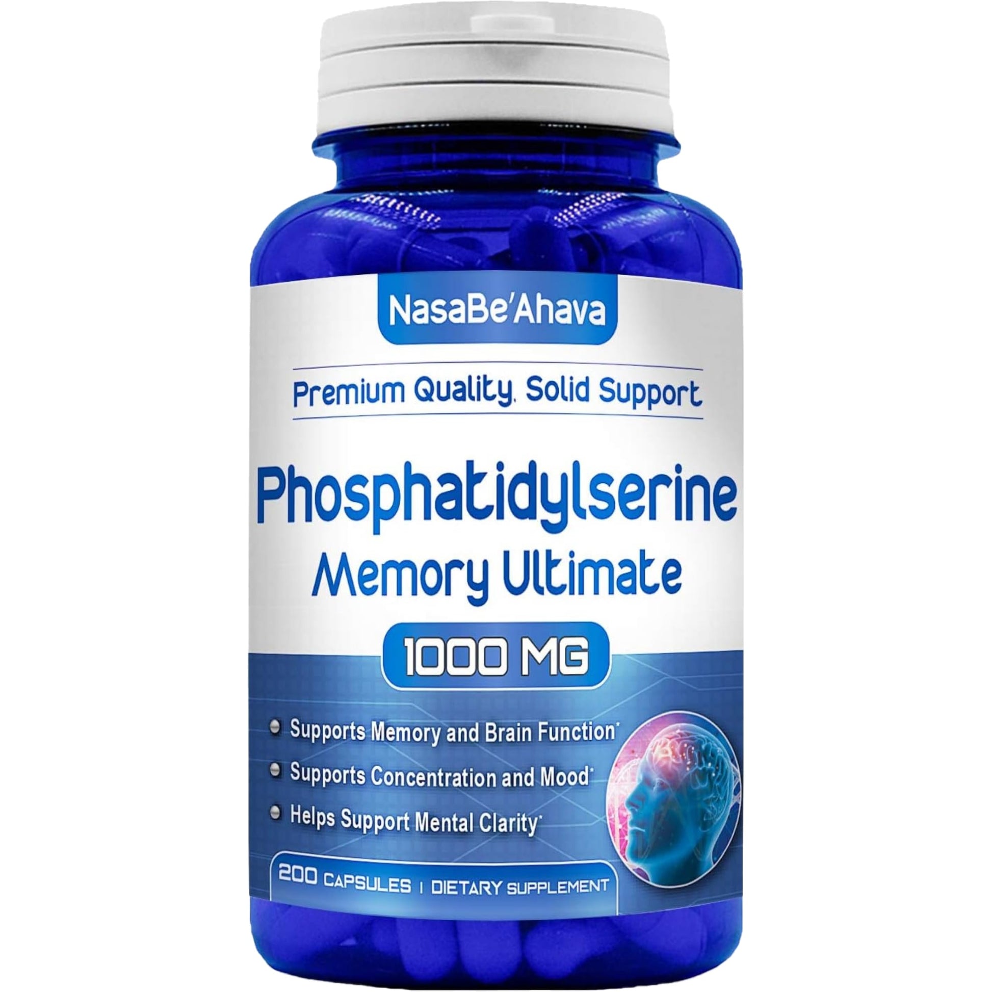 NasaBeahava Memory Supplement for Brain Support with Phosphatidylserine, Ginkgo Biloba, DMAE, Rosemary & Gotu Kola Capsule 200 Count