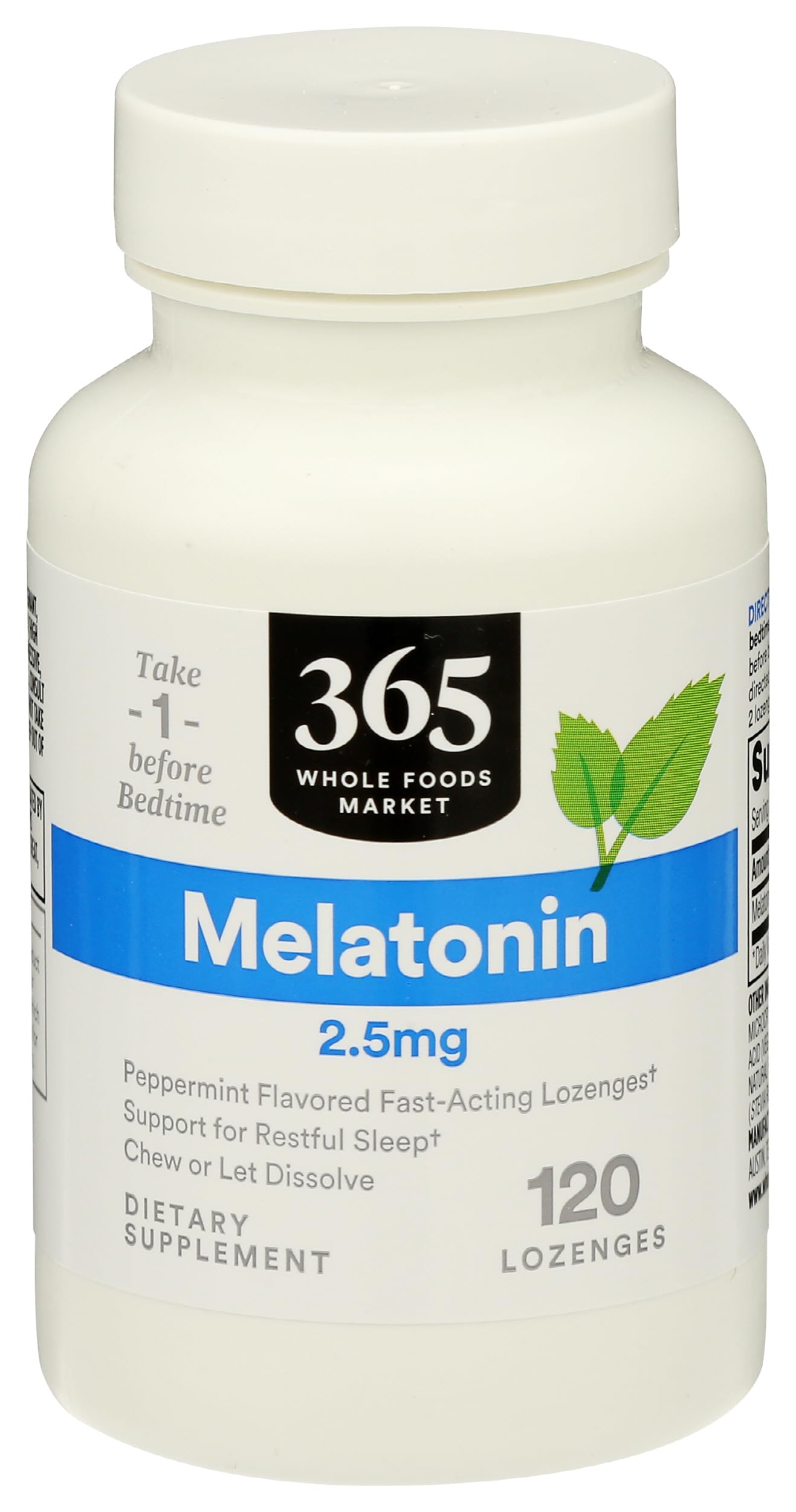 365 by Whole Foods Market Melatonin Tablet 2.5mg Peppermint 120 Count
