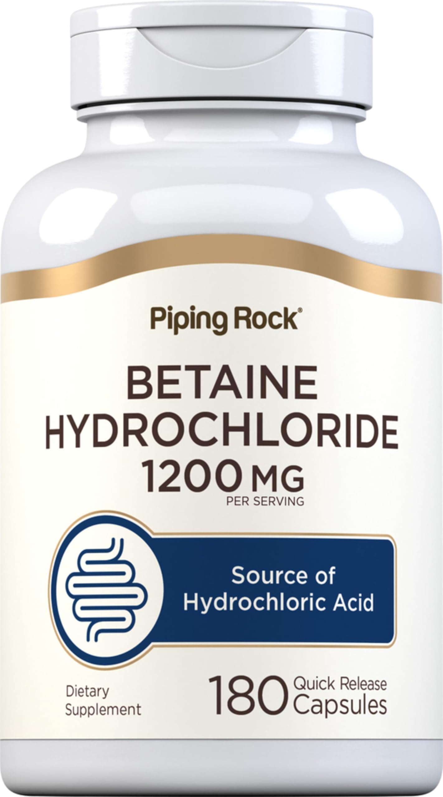 Piping Rock Betaine HCL 1200mg Capsules, 180 Count