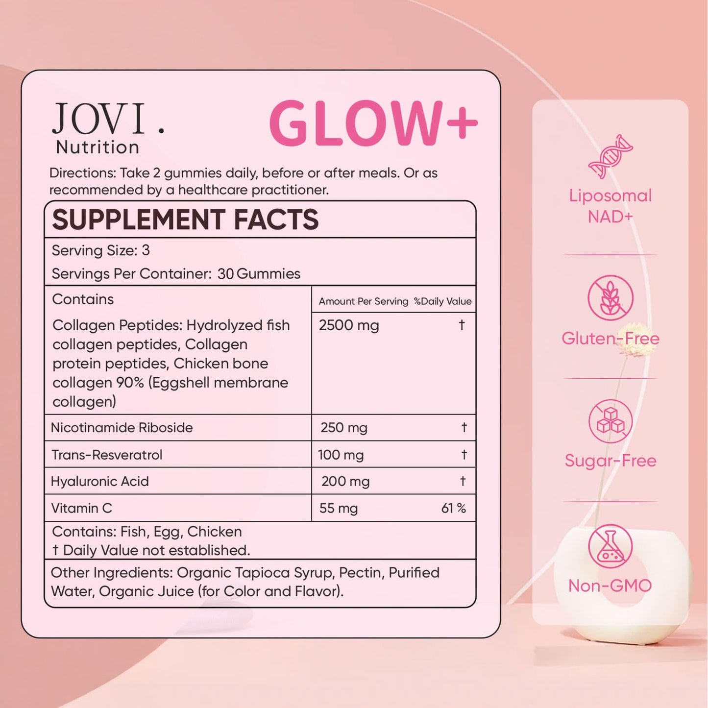 JOVI NUTRITION Jovi Glow+ NAD+ & Collagen Gummies, 90 Count