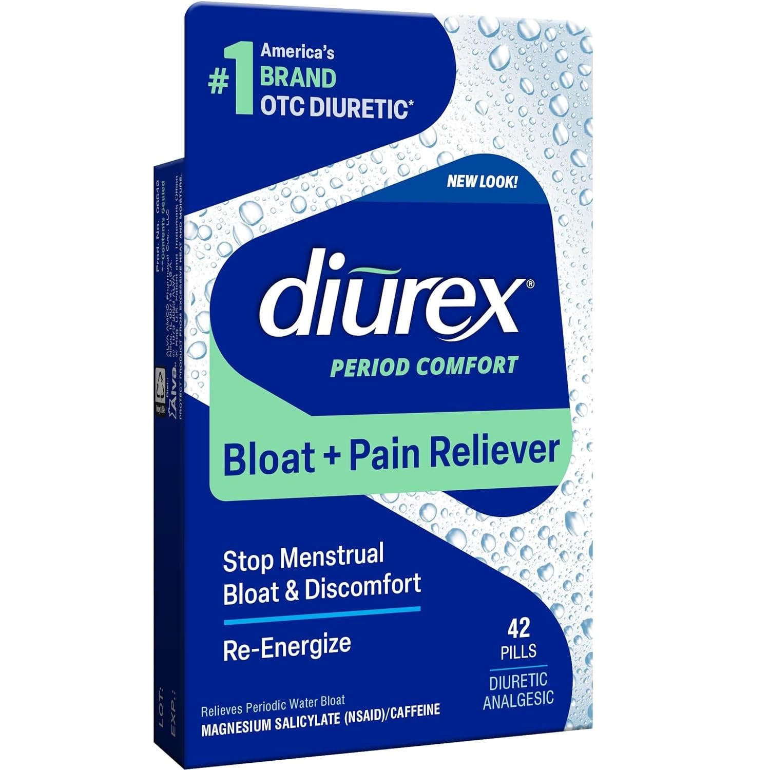 Diurex Water Pills + Pain Relief - Relieve Water Bloat, Cramps, & Fatigue, 42 Tablets