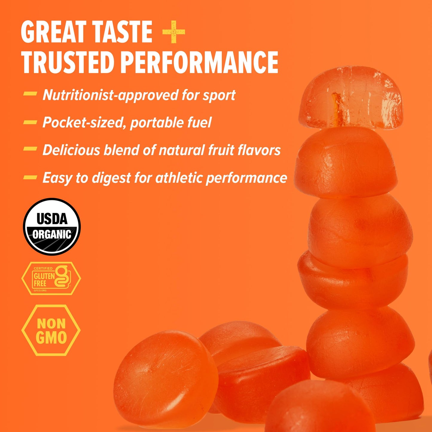 Honey Stinger Organic Orange Blossom Energy Chews Gummies, 12 Pack, 1.8 oz Each