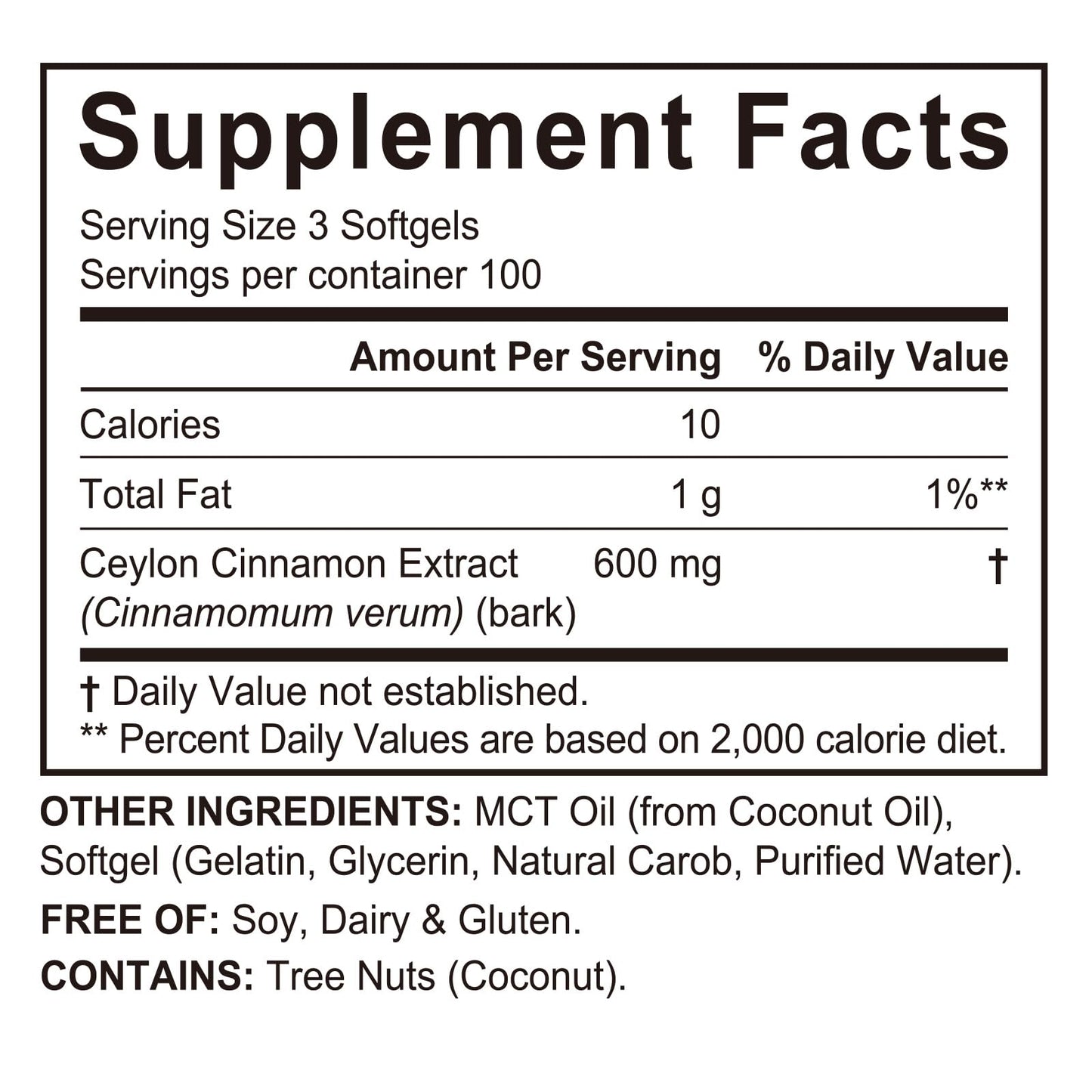 Valleylux Ceylon Cinnamon Softgels with MCT Oil Metabolism Support & Digestive Comfort, 300 Softgels