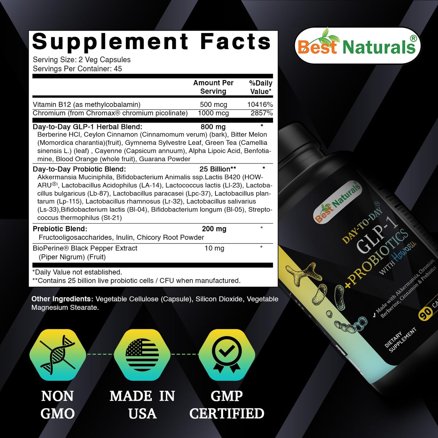 Best Naturals Day-to-Day GLP-1 + Probiotics Supplements 90 Capsules