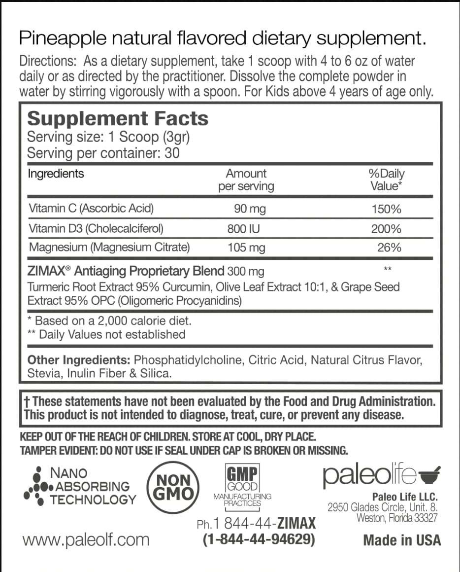 Paleolf ZIMAX Junior Super Antioxidant for Children and Adolescents 4-16 Powder, 3.1747 oz