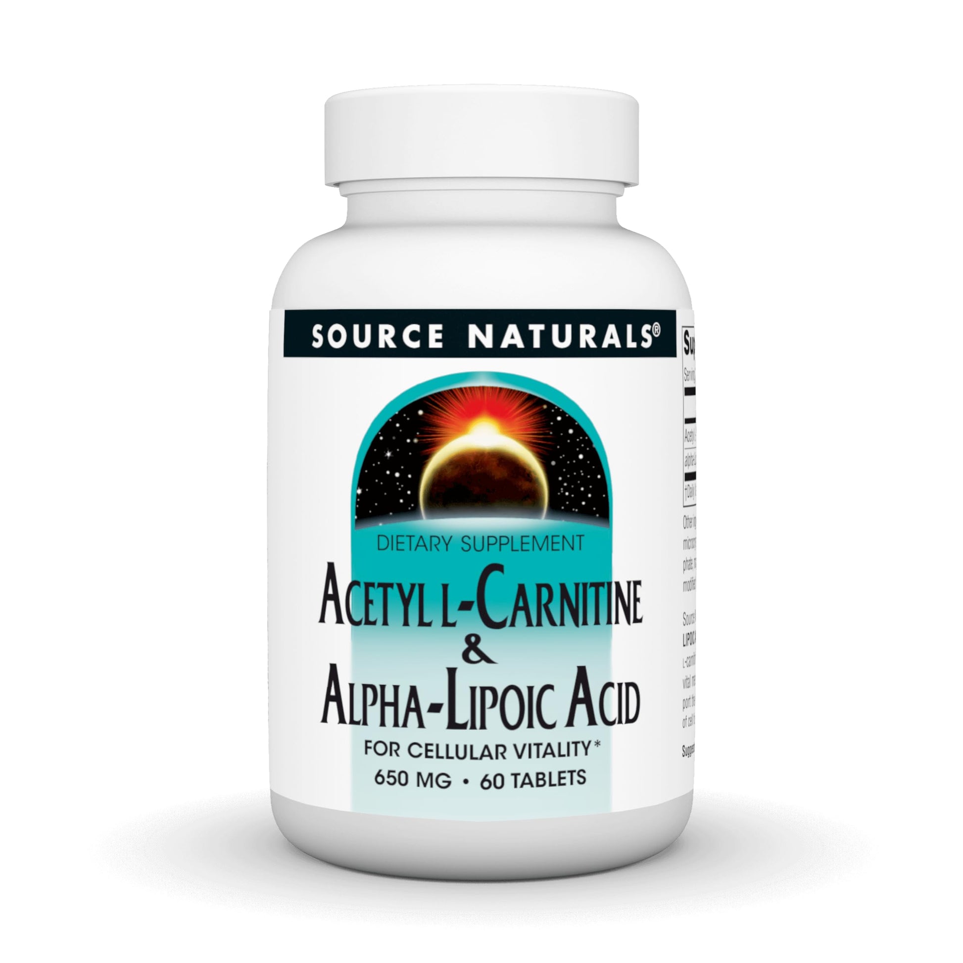 Source Naturals Acetyl L-Carnitine & Alpha-Lipoic Acid, for Cellular Vitality*, 650mg, 60 Tablets