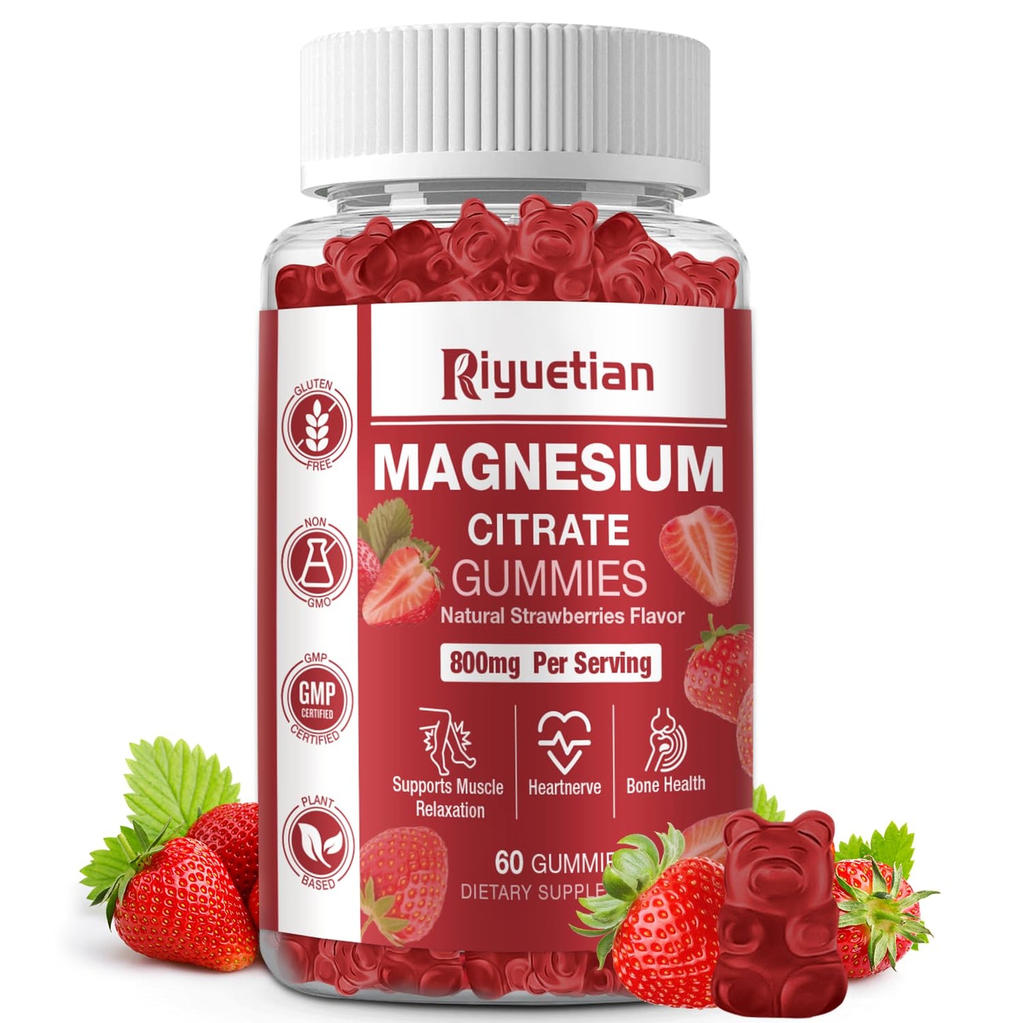 Riyuetian Magnesium Citrate Gummies 800mg, 60 Count