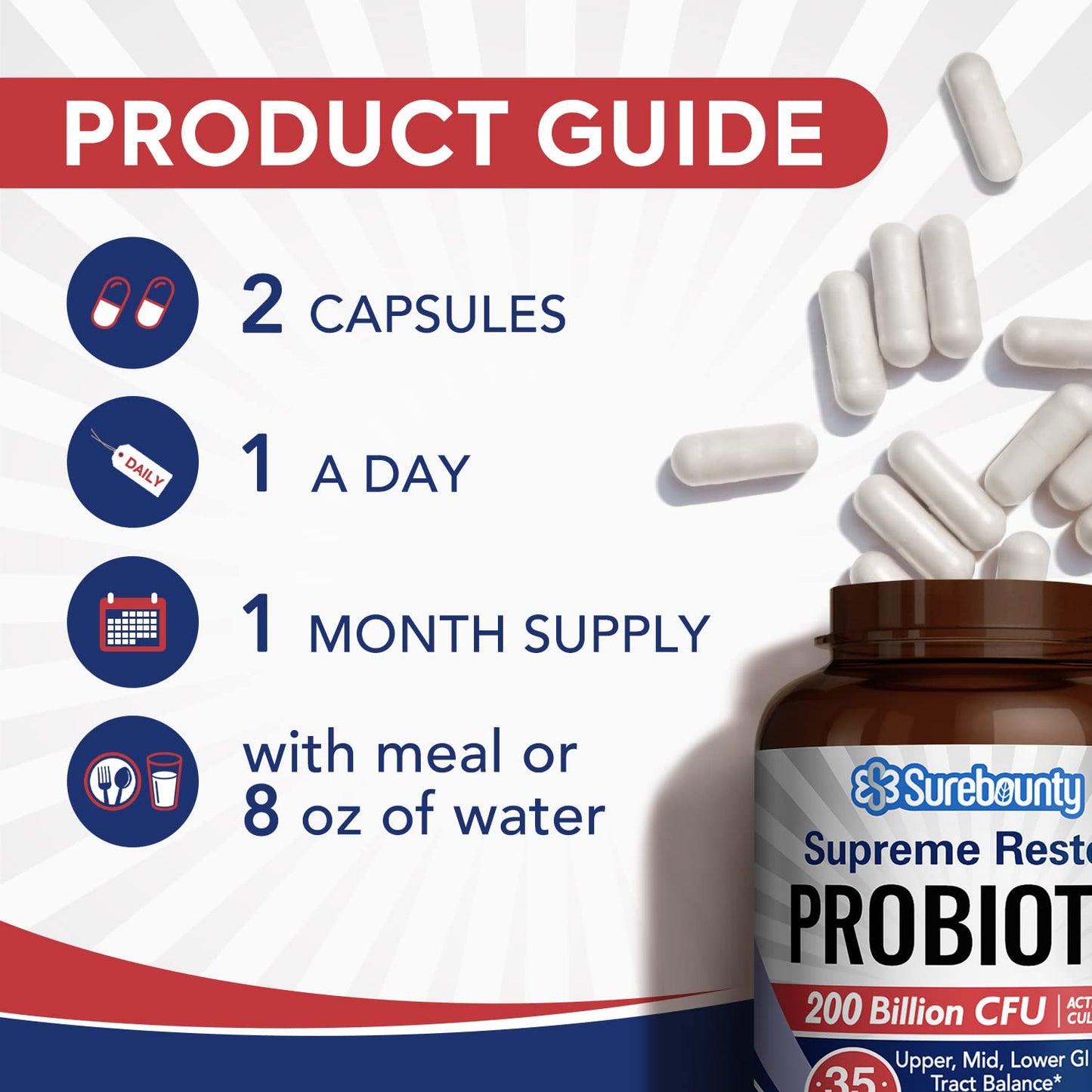 Surebounty Probiotic for Men & Women Capsules, 60 Count