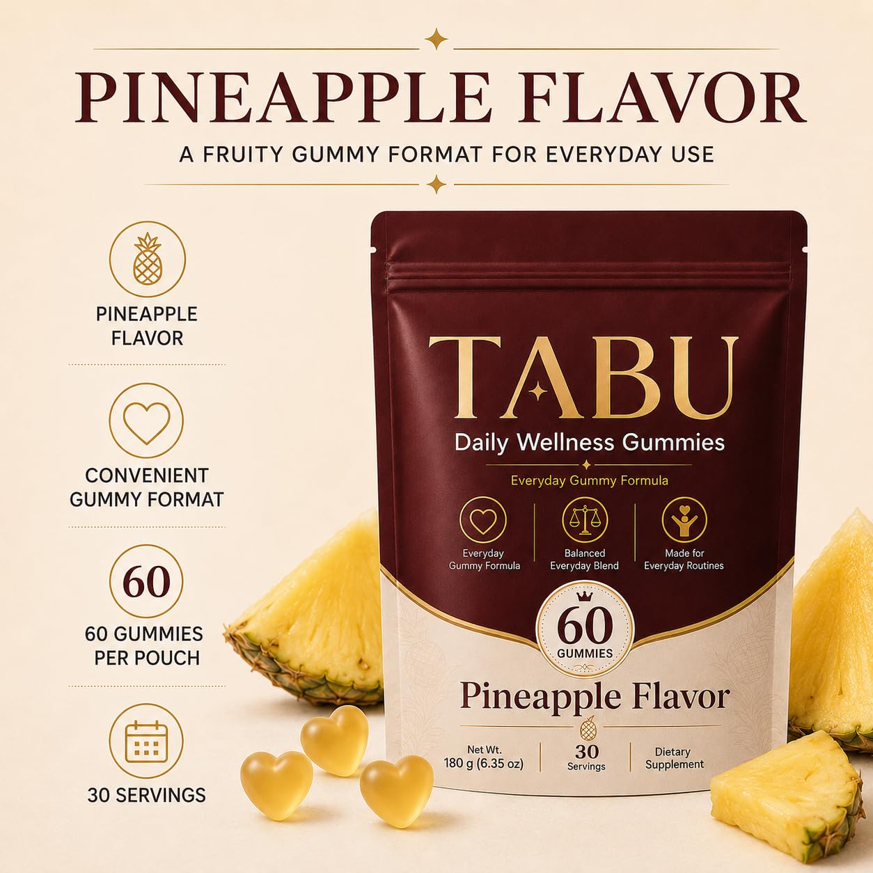 Flowsupply Tabu Gummies for Woman, 60 Count