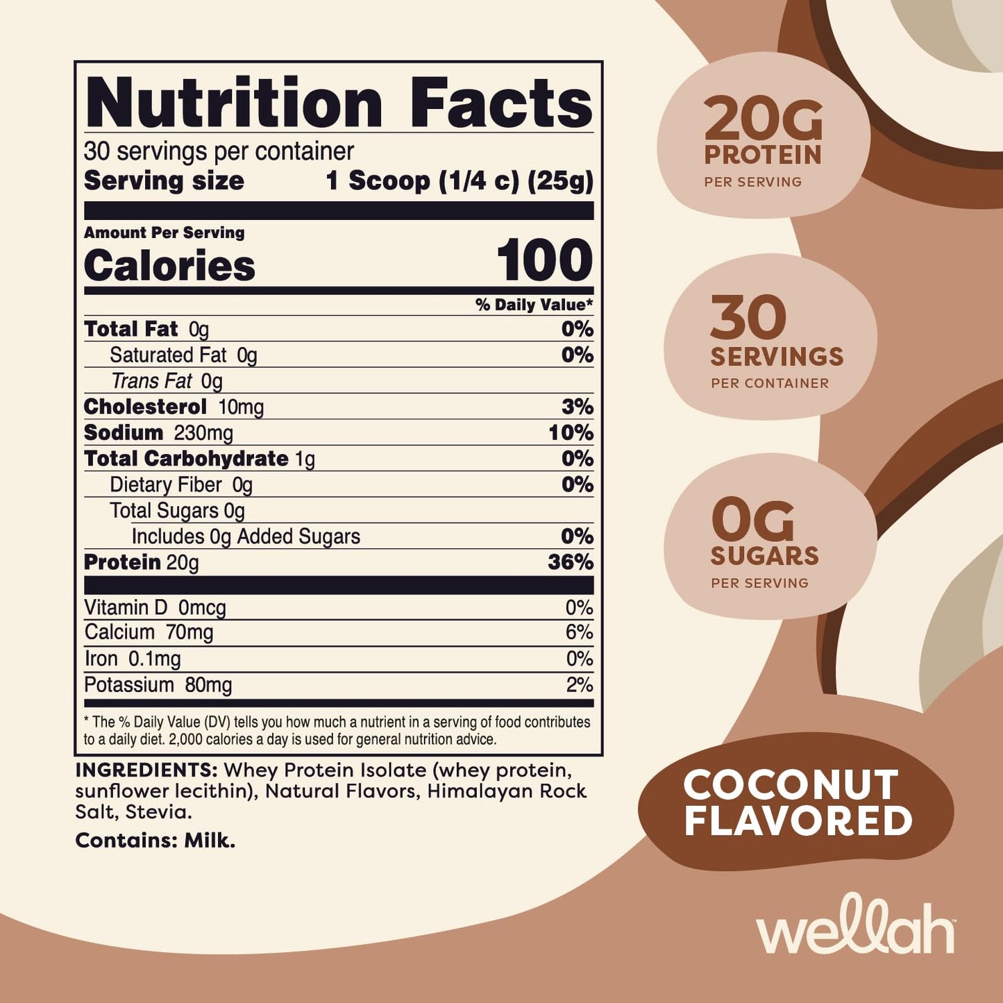 Wellah Protein Your Whey Protein Isolate Powder, 1.54 lb