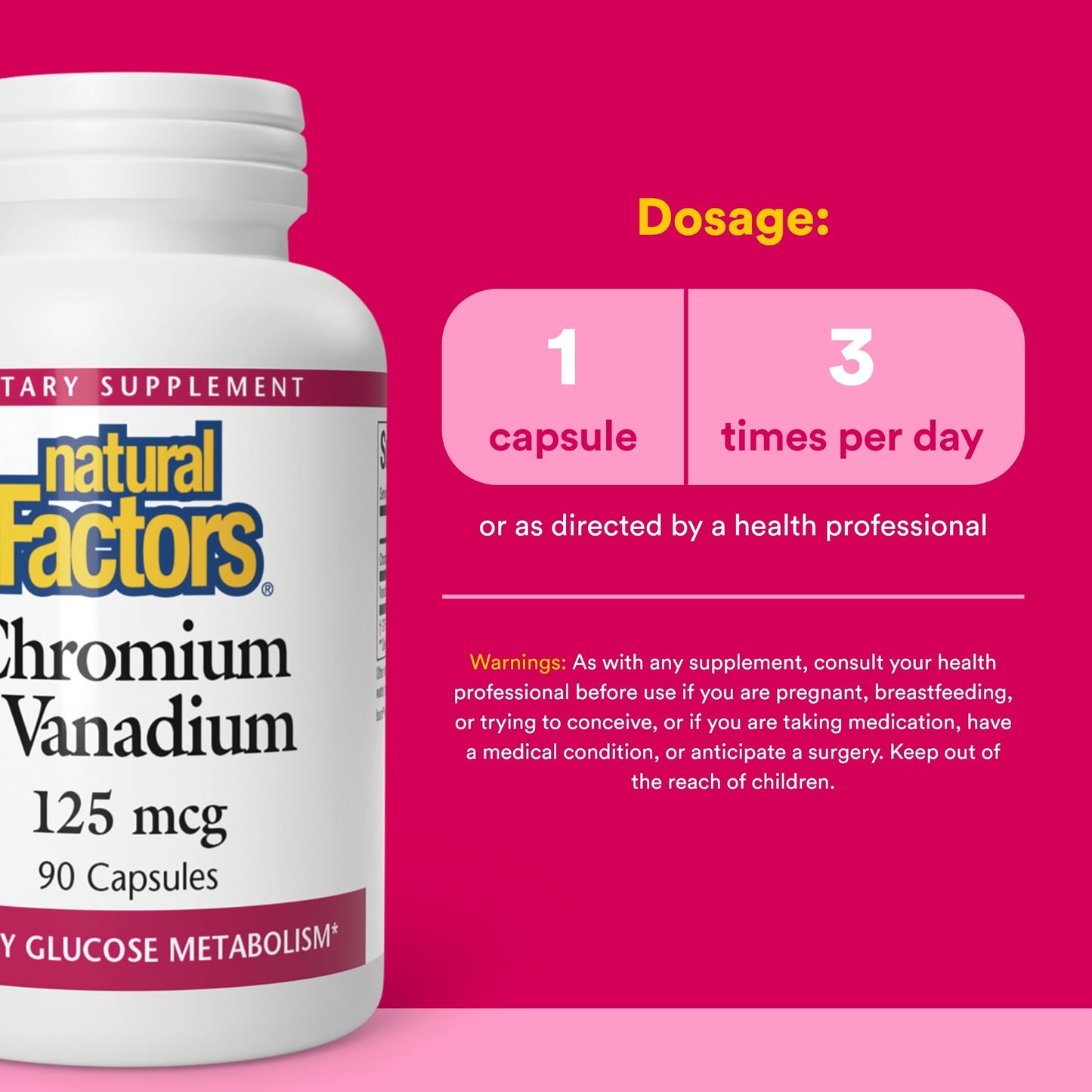 Natural Factors Chromium & Vanadium 125 mcg Capsules 90