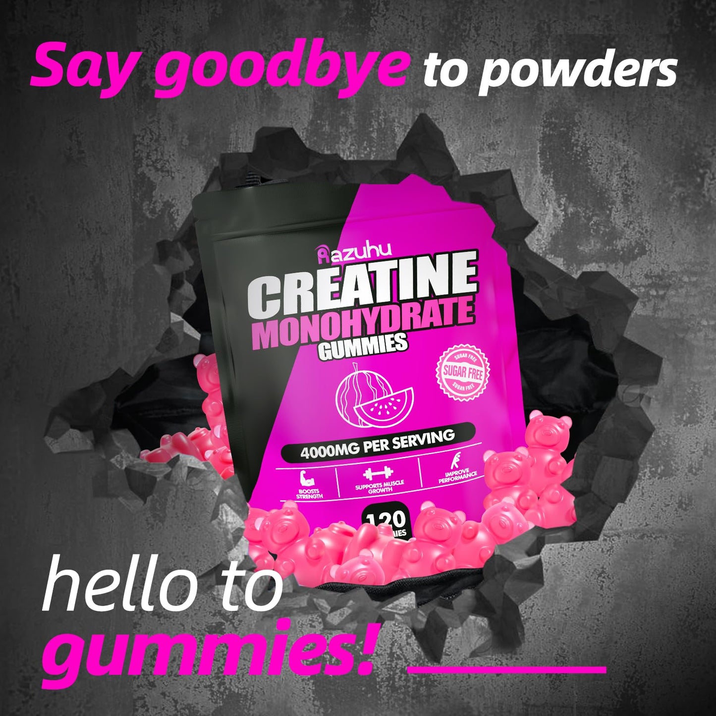 Razuhu Creatine Monohydrate Gummies 100 Count
