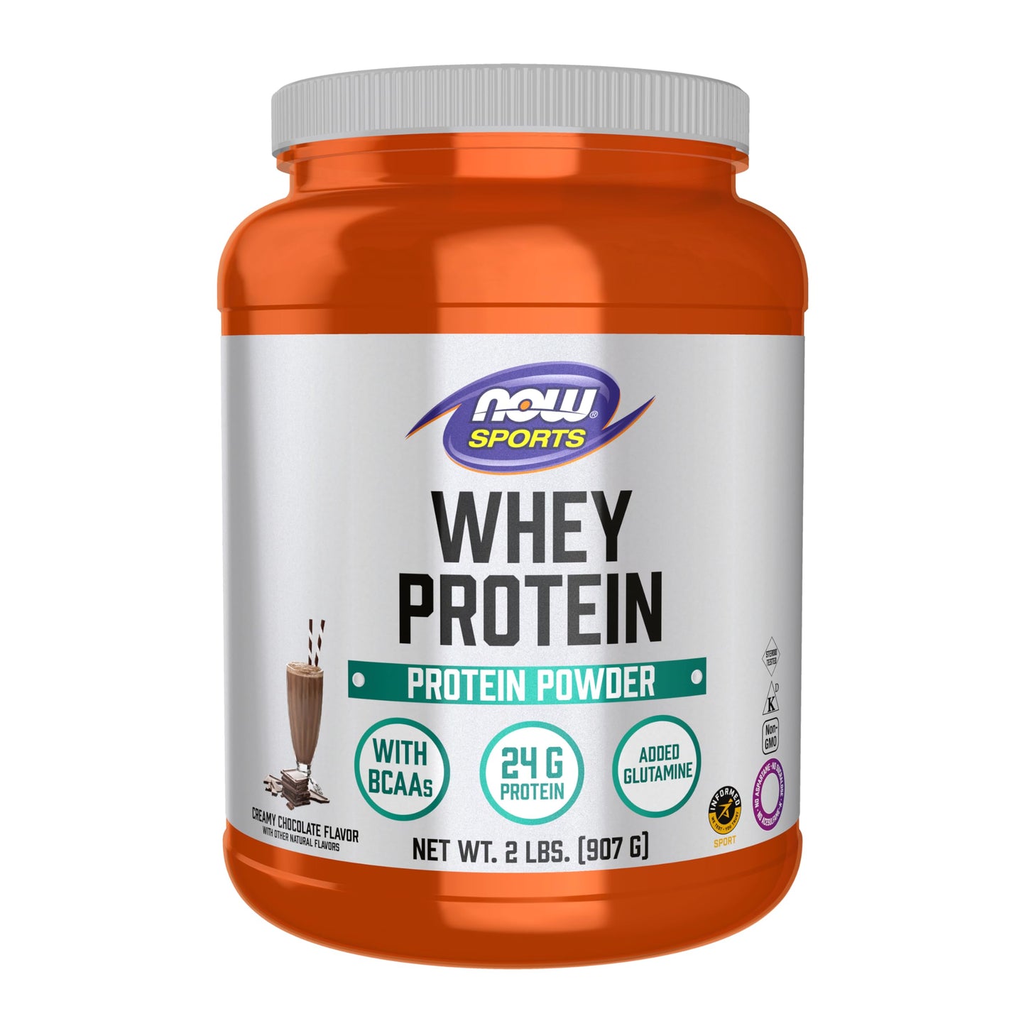 NOW Foods Whey Protein Powder Creamy Chocolate, 32 Servings, 2 lb