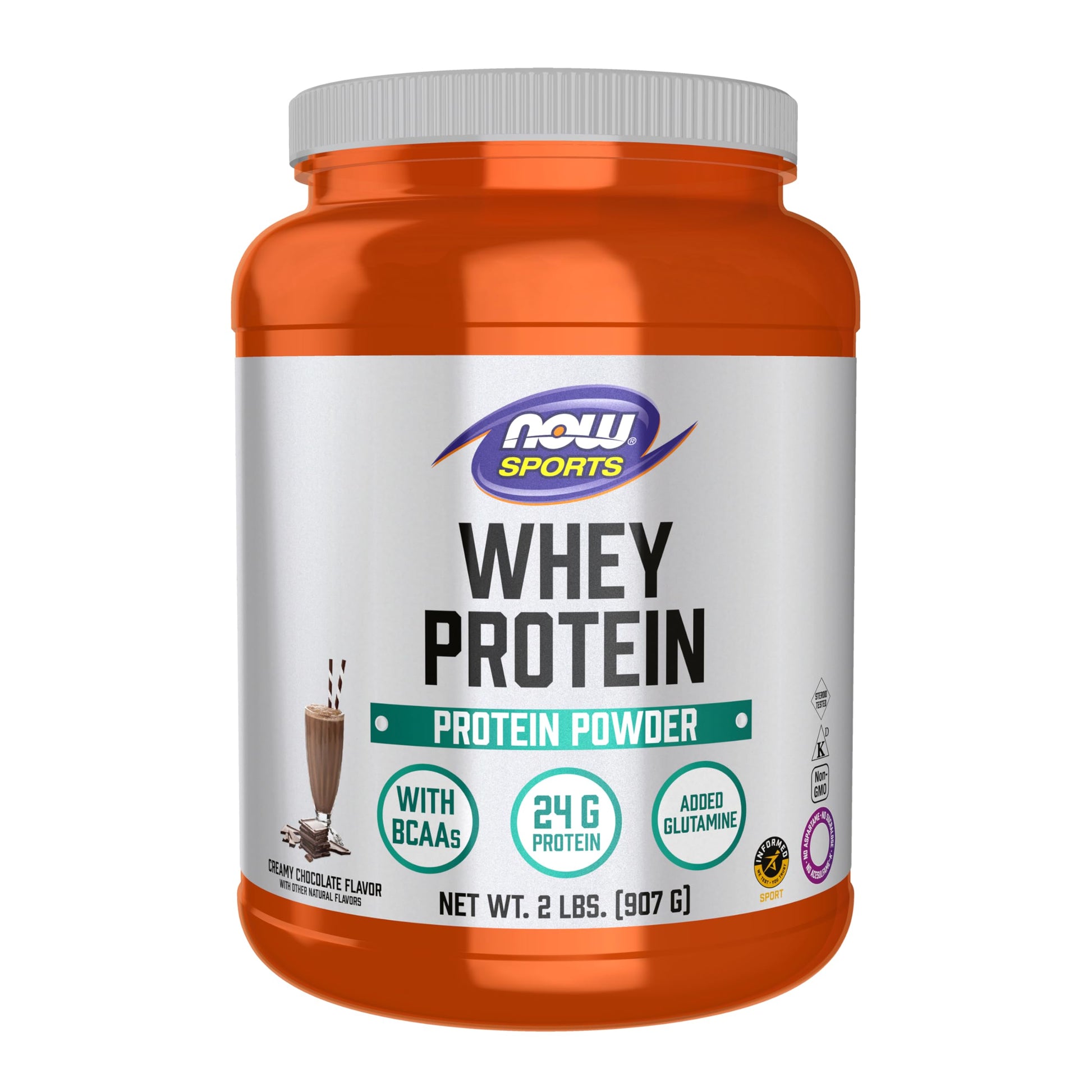 NOW Foods Whey Protein Powder Creamy Chocolate, 32 Servings, 2 lb