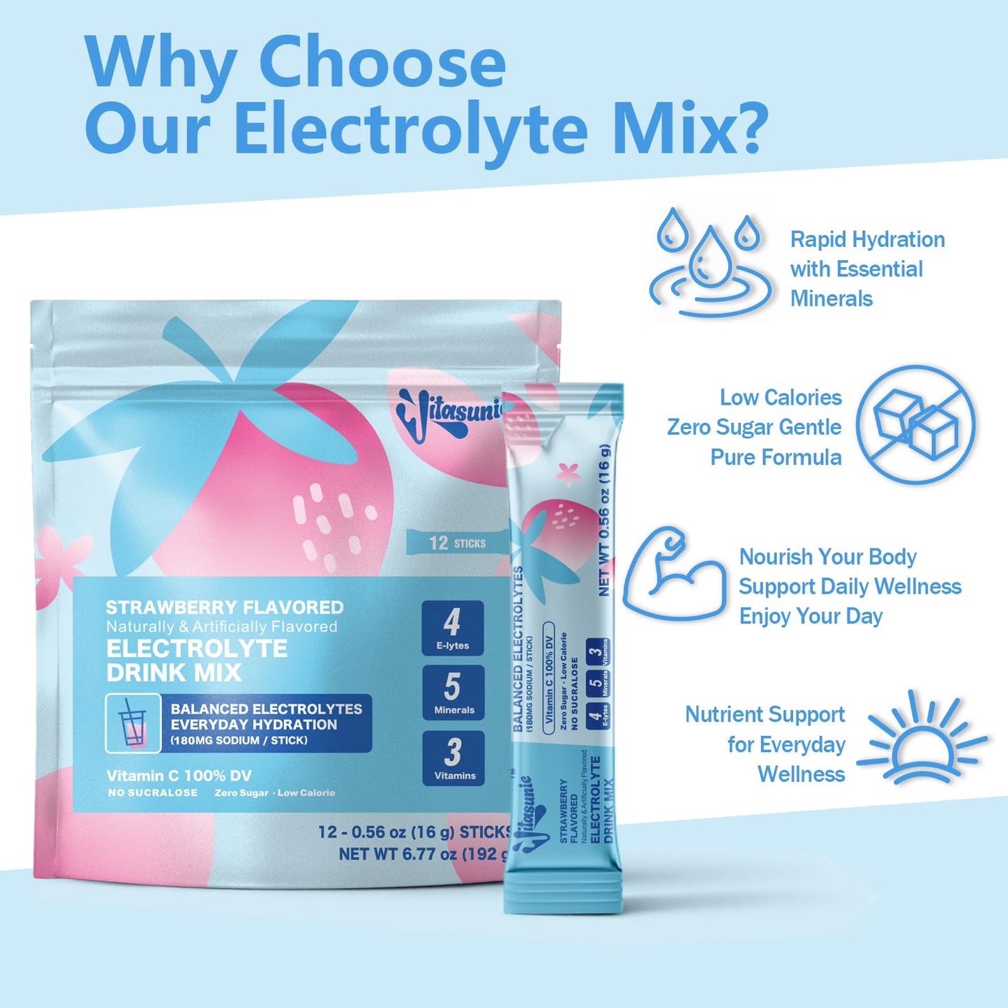 VITASUNIC Electrolyte Powder Packets 6.77 oz