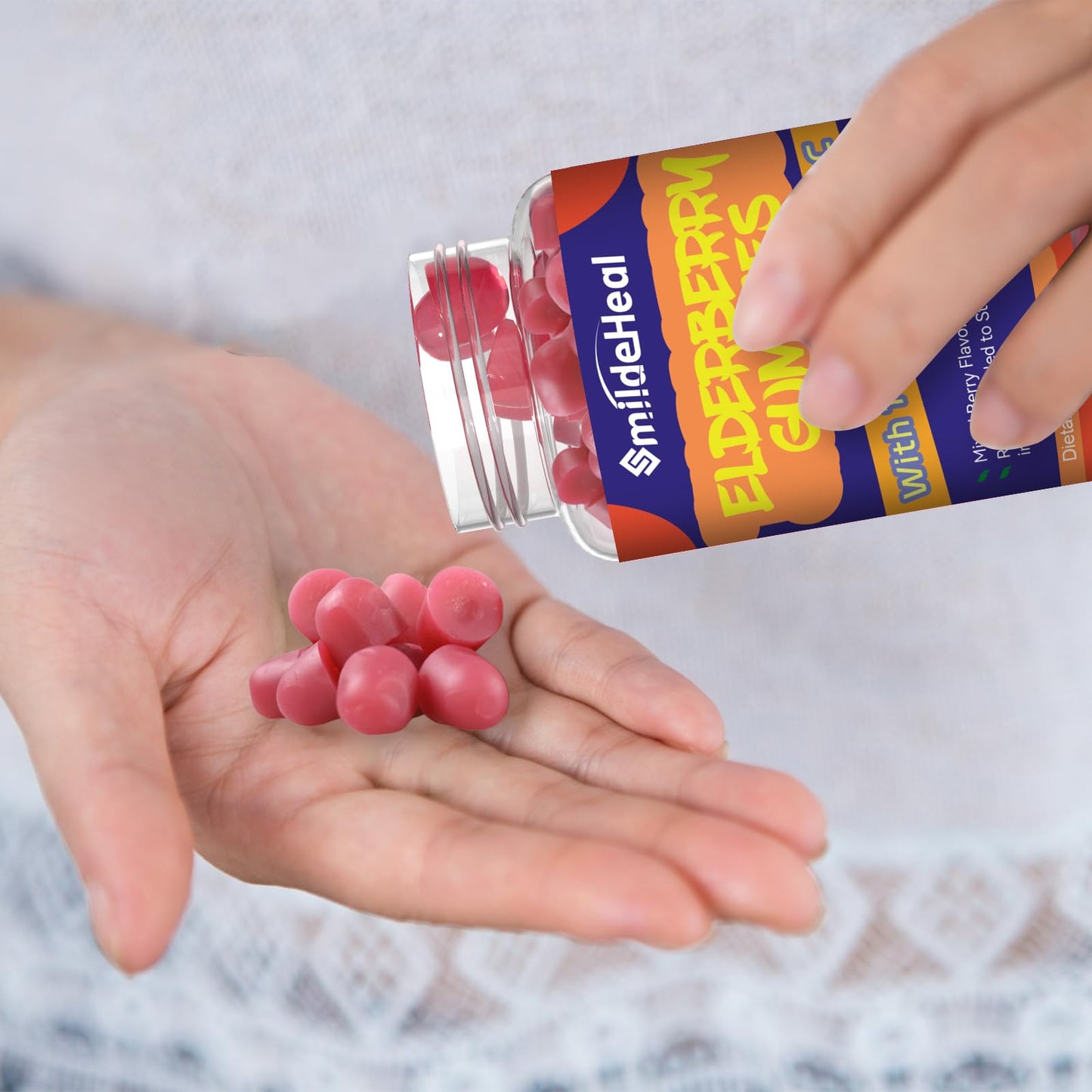 SmildeHeal Elderberry Gummies with Vitamin C and Zinc, 60 Gummies