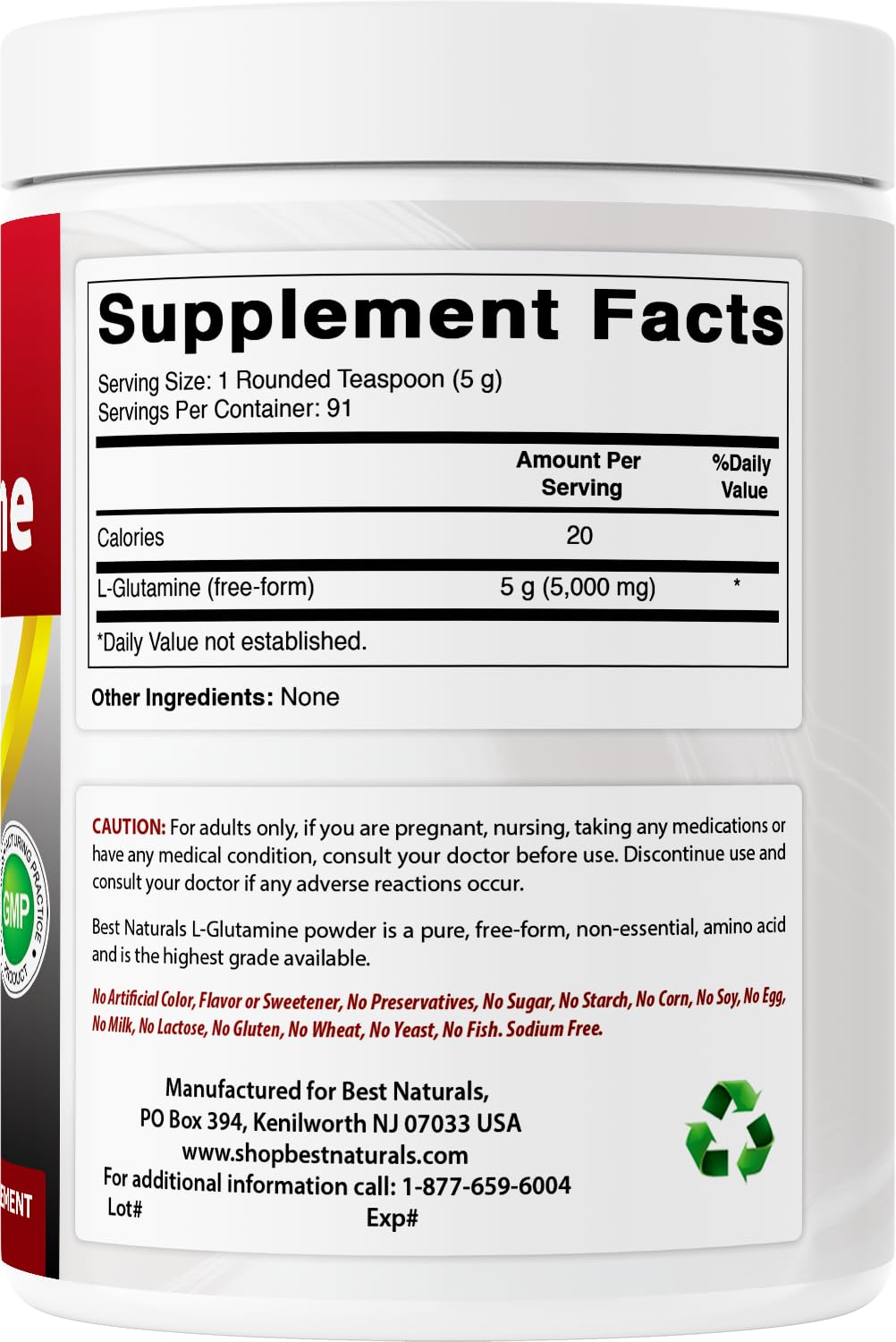 Best Naturals L-Glutamine Pure Powder 16 oz