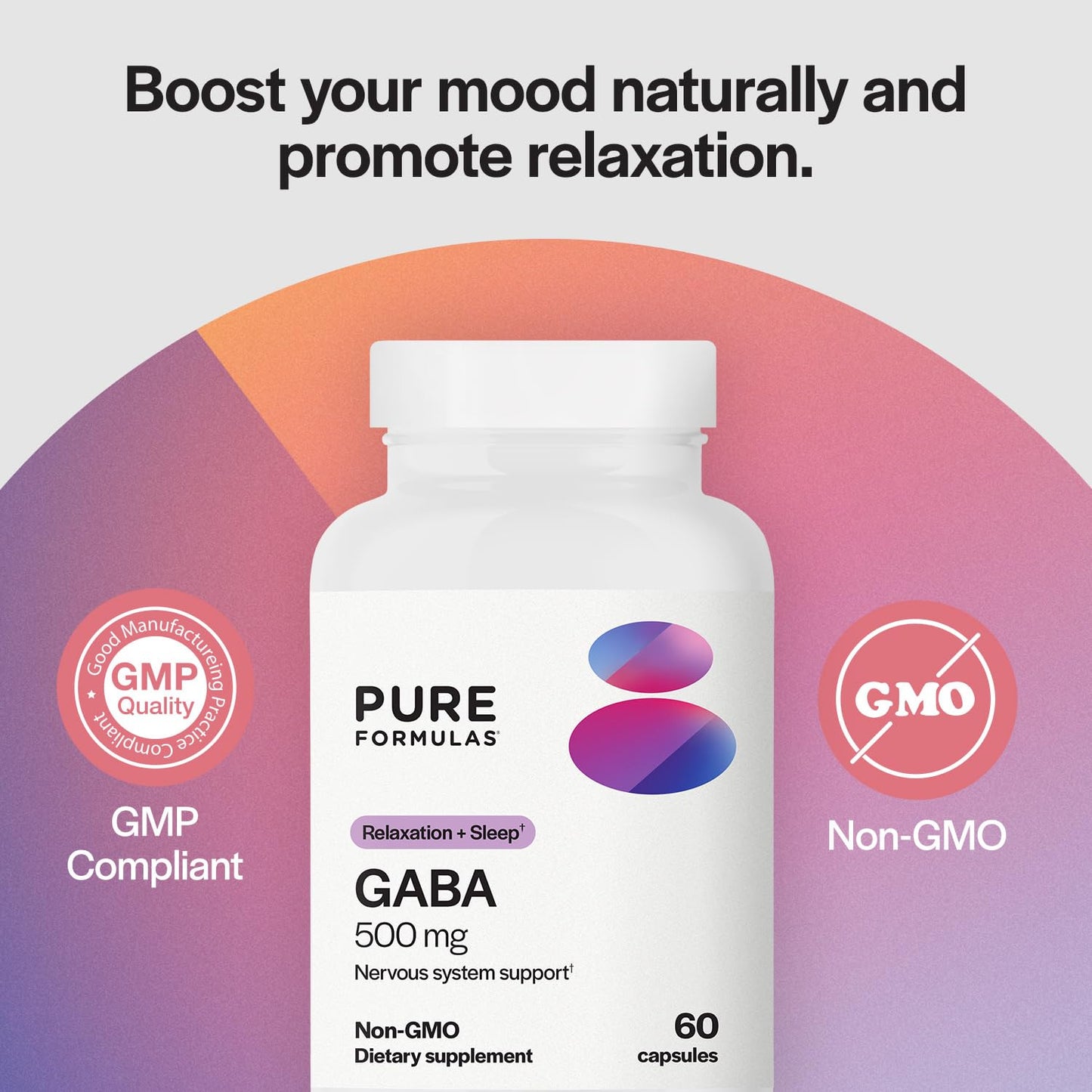 PureFormulas GABA 500 mg Capsule, 60 Count