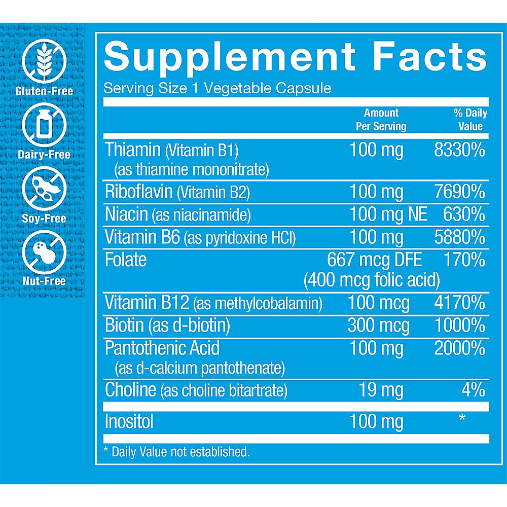 The Vitamin Shoppe Vitamin B-Complex Supplement Vegetarian Capsules, 100 Count