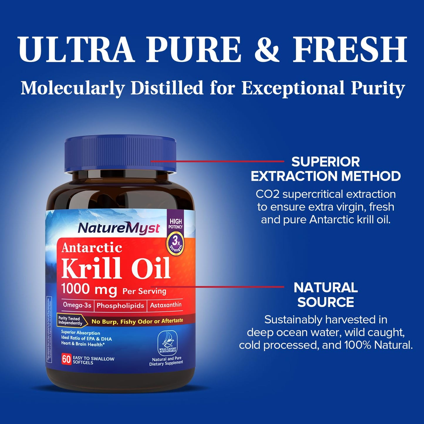 NatureMyst Krill Oil 1000mg Softgels 60 Count
