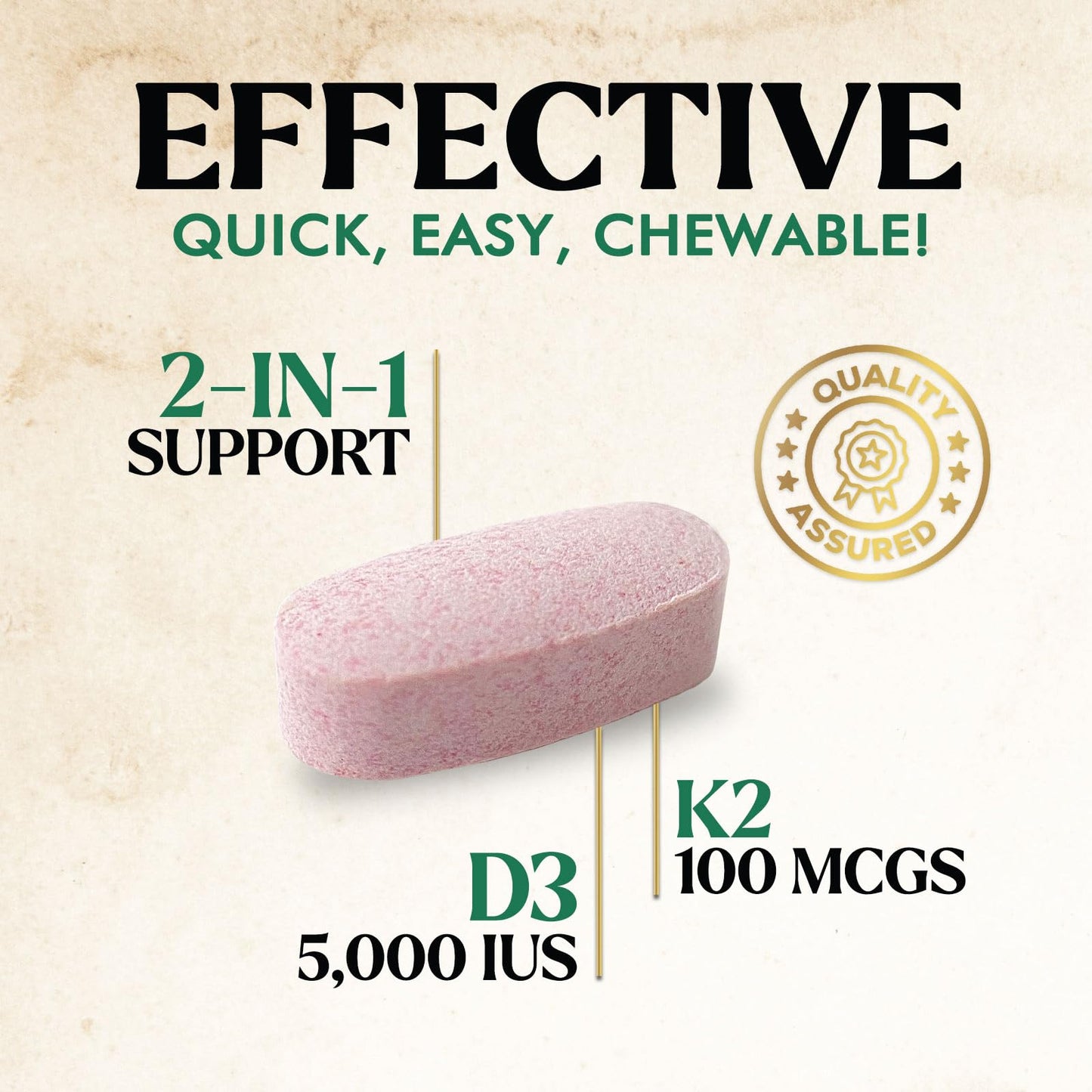 Nature's Nutrition Vitamin D3 K2 Supplement Tablet 120 Tablets