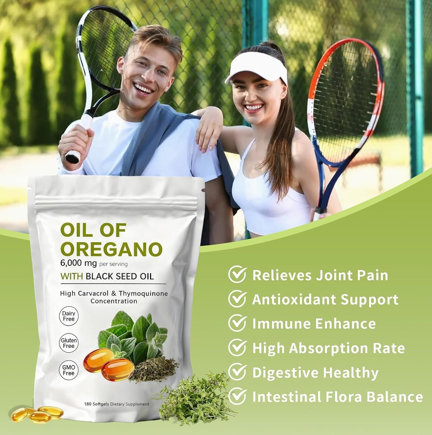 Huuazoi Oregano Oil Softgels Capsule, 180 Count